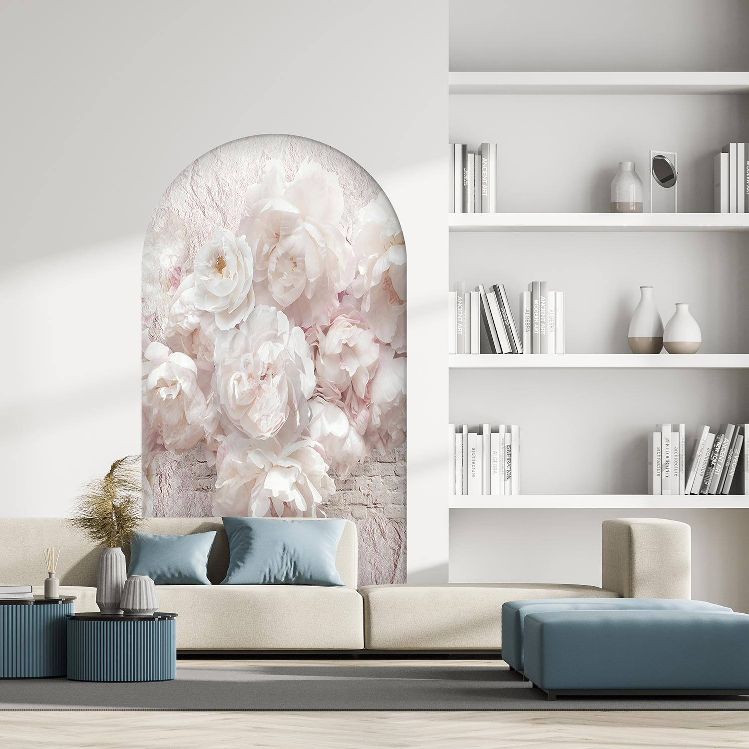 Beyaz Çiçekli Soyut Duvar Kağıdı - Görsel 7