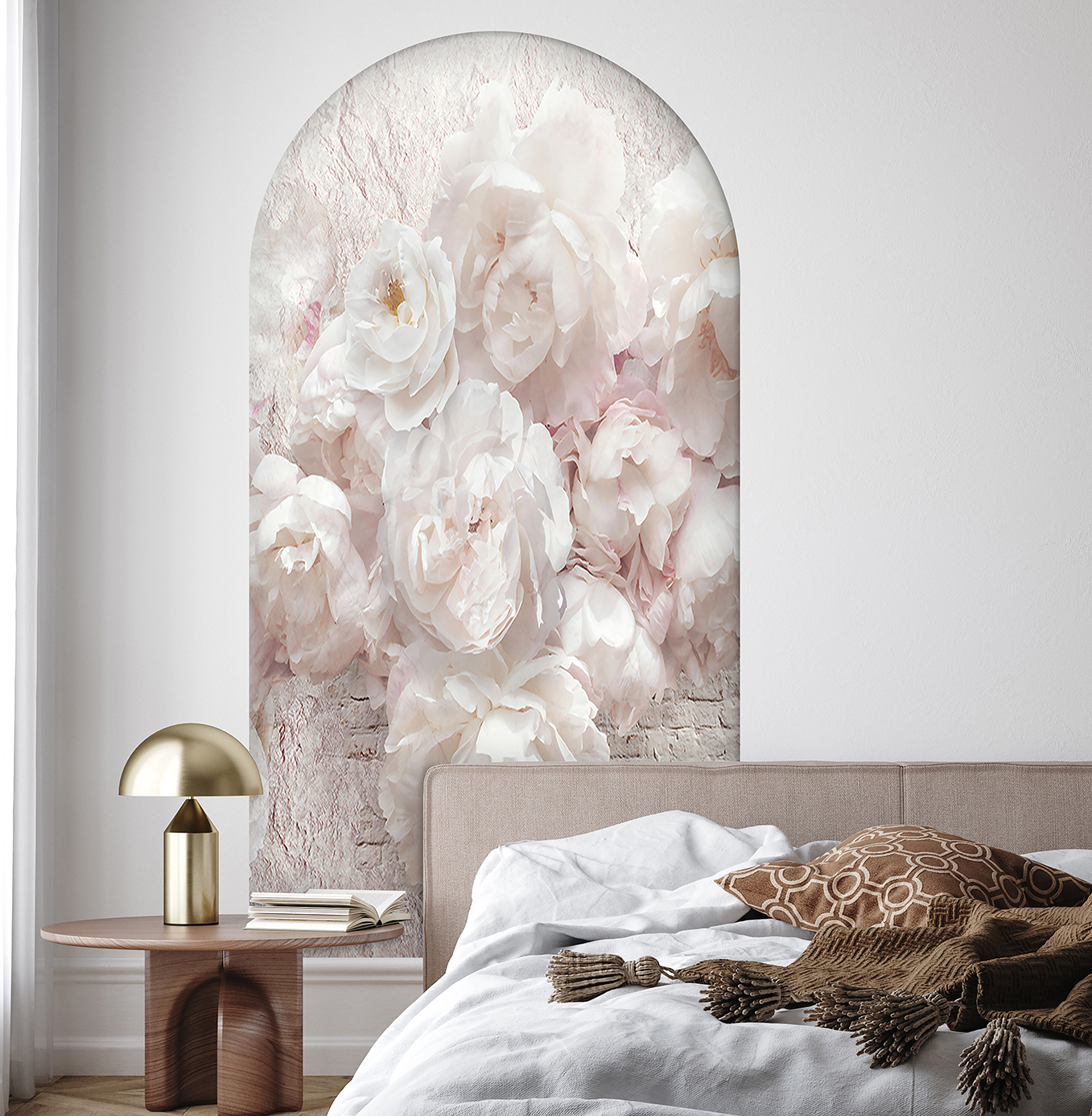 Beyaz Çiçekli Soyut Duvar Kağıdı - Görsel 5