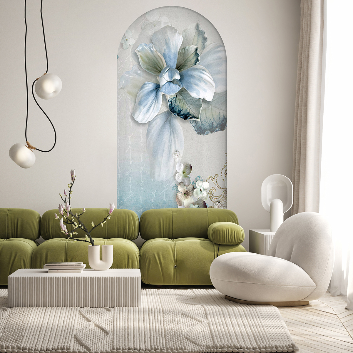 Modern Sanat Çiçek Desenli Duvar Kağıdı - Görsel 4