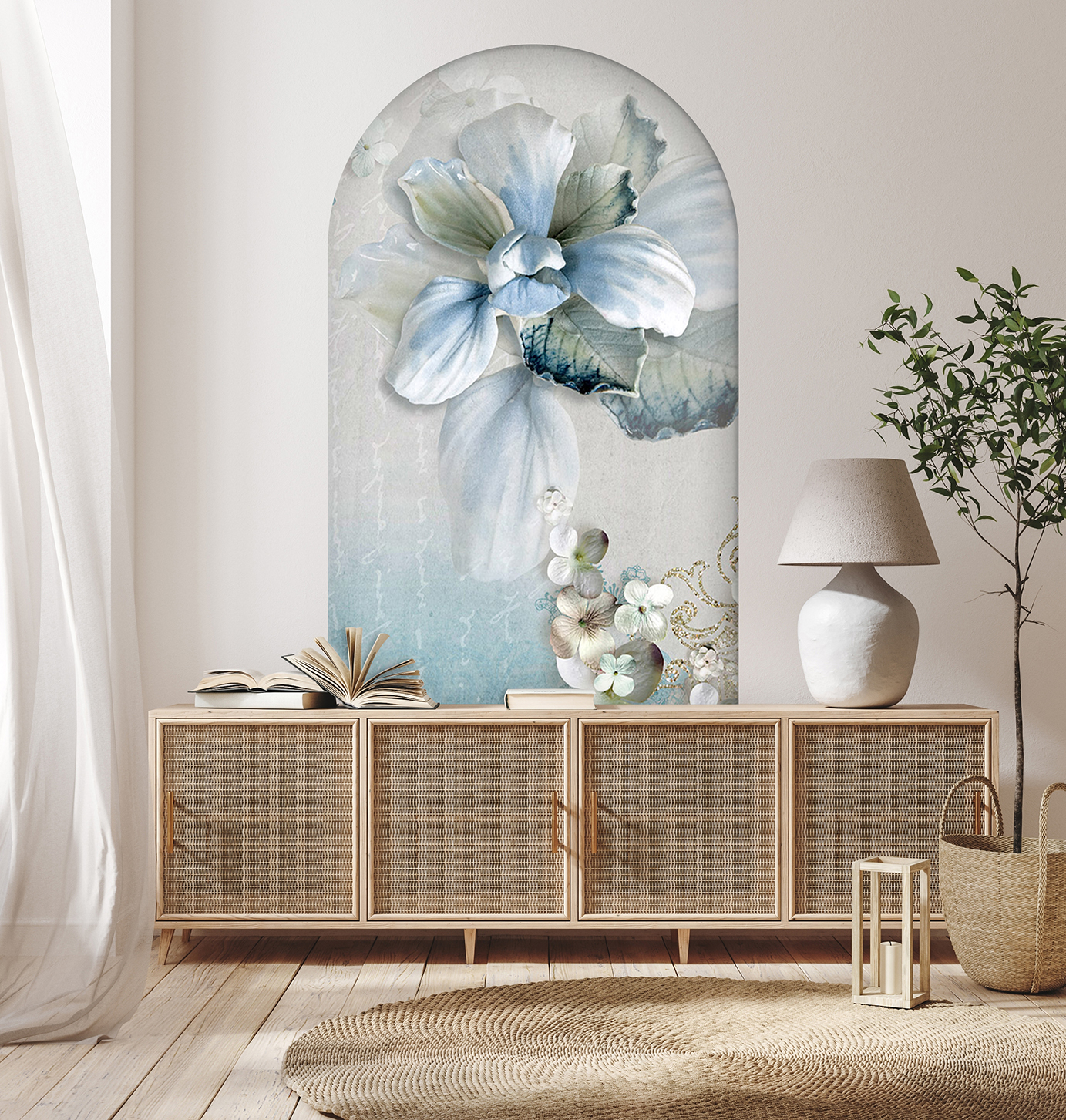 Modern Sanat Çiçek Desenli Duvar Kağıdı