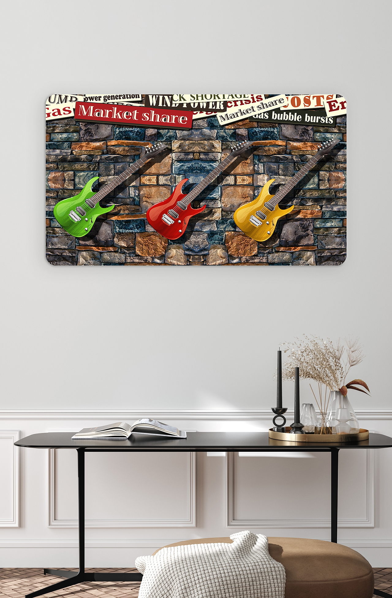 Renkli Gitarlar ve Müzik Temalı Duvar Kağıdı - Enerjik ve Modern Tasarım - Görsel 3