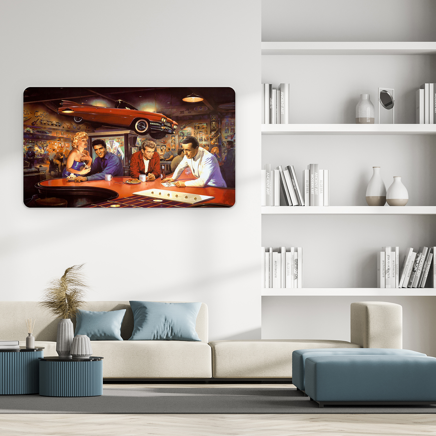 Retro Araba ve Kumar Masası Duvar Kağıdı - 80'ler Temalı Tasarım - Görsel 2