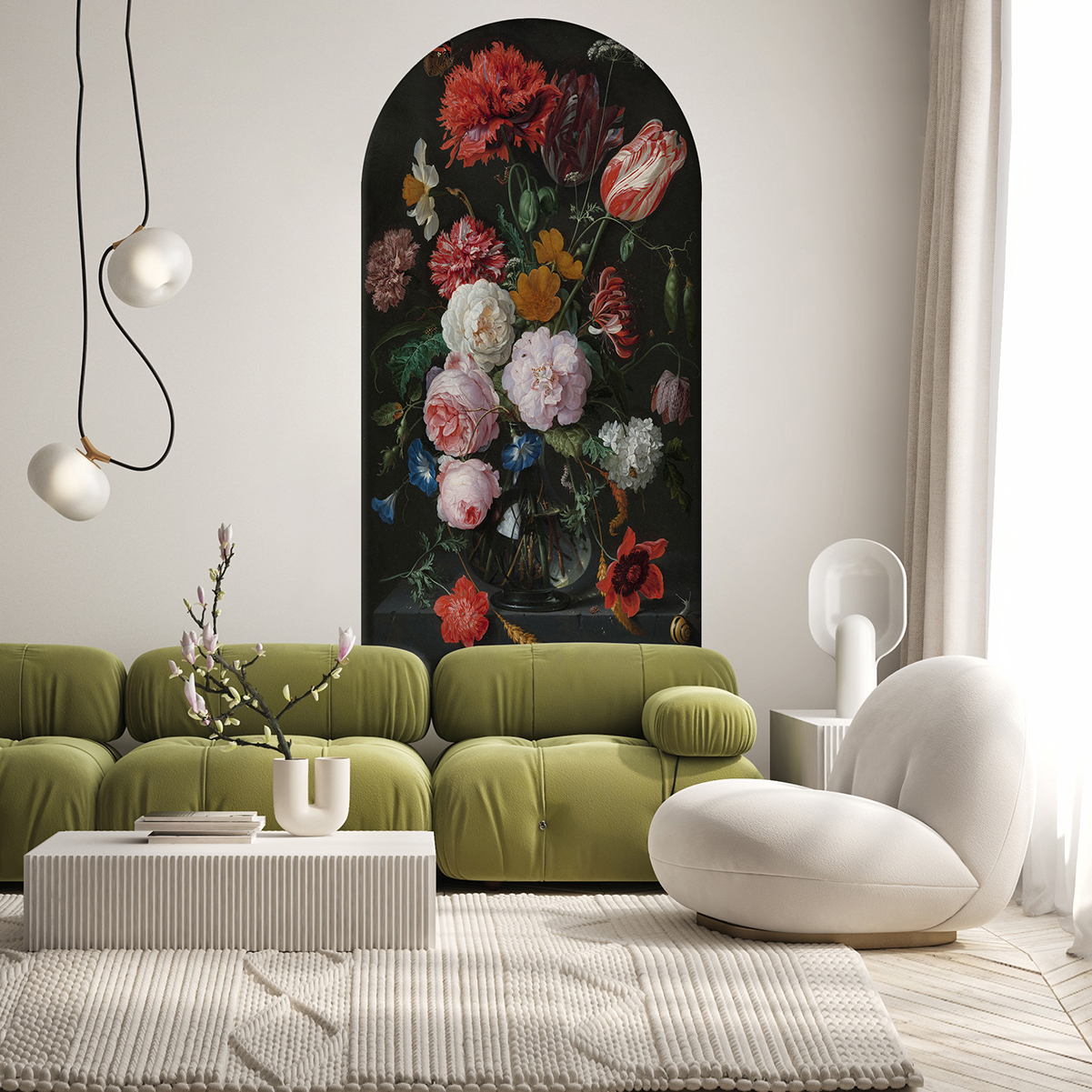 Çiçek Desenli Soyut Duvar Kağıdı - Modern ve Şık Tasarım - Görsel 4