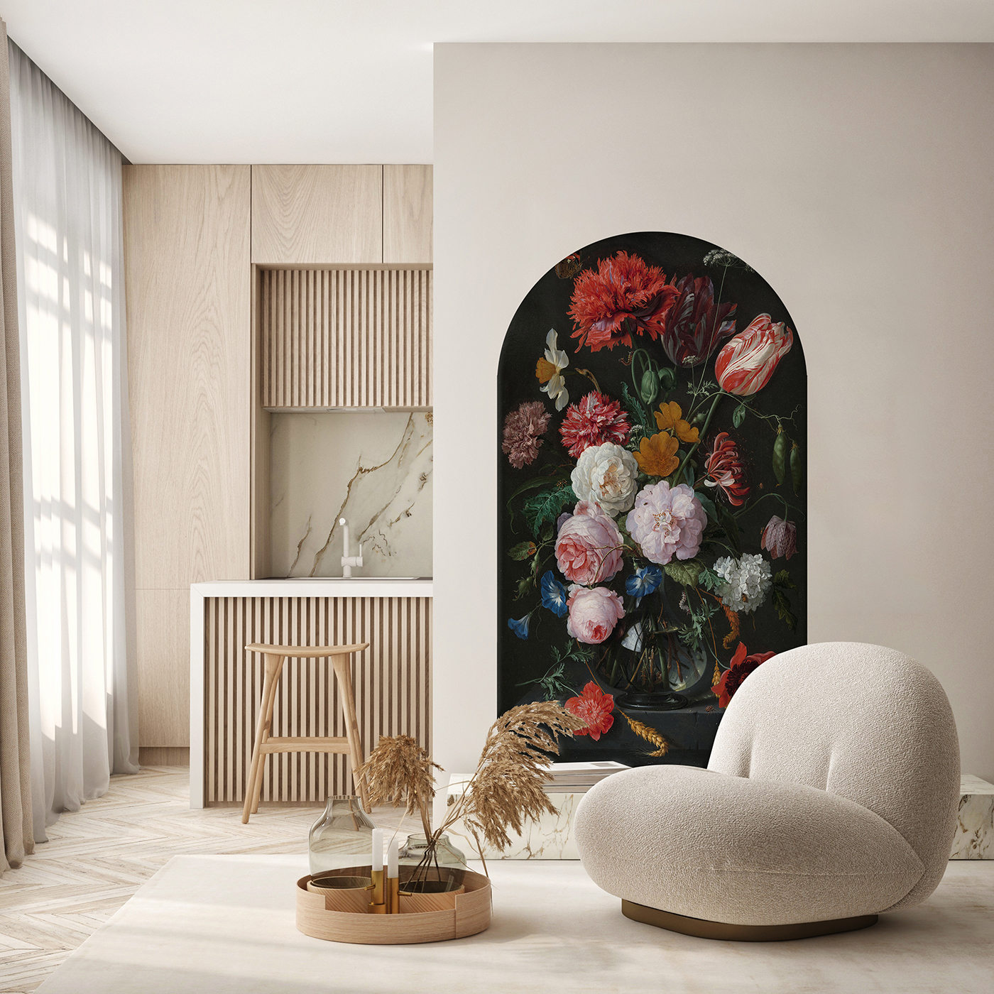 Çiçek Desenli Soyut Duvar Kağıdı - Modern ve Şık Tasarım - Görsel 3