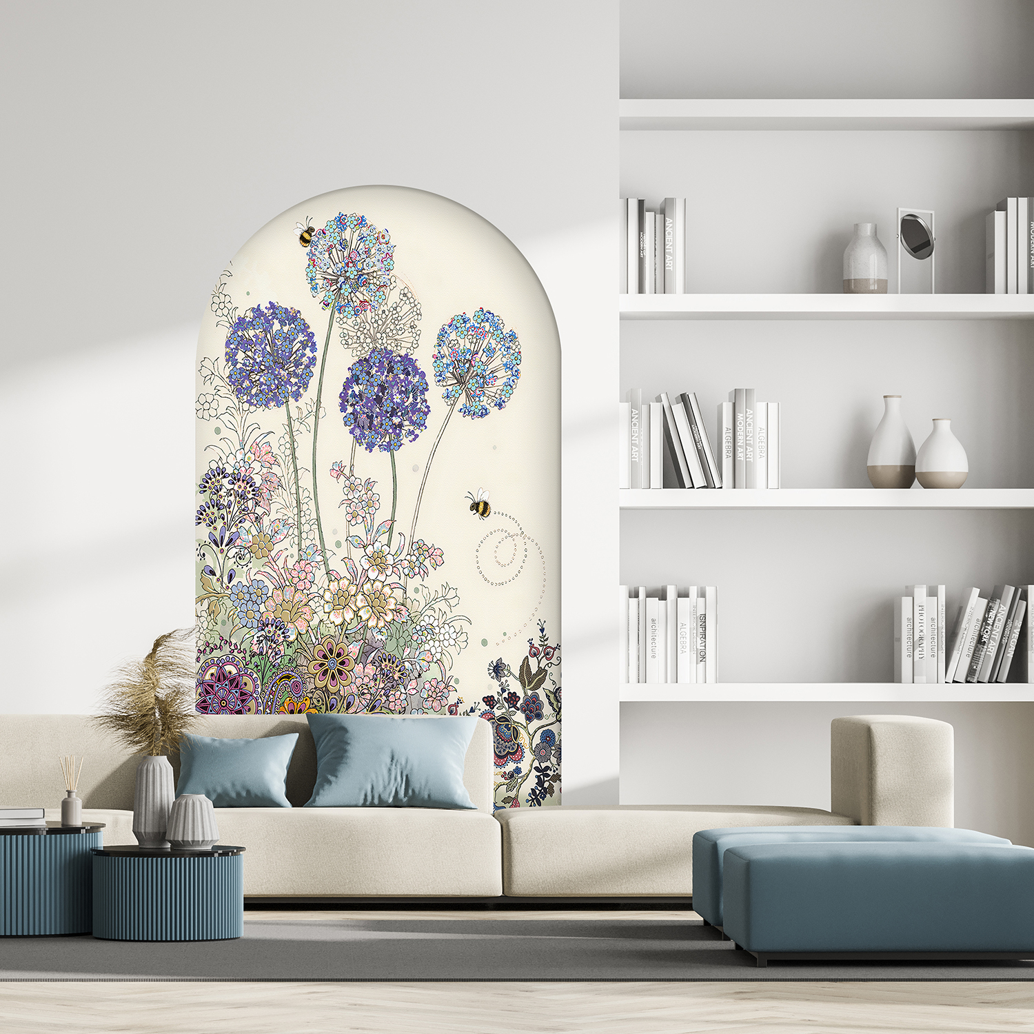 Renkli Çiçek Desenli Soyut Duvar Kağıdı - Modern Tasarım - Görsel 7