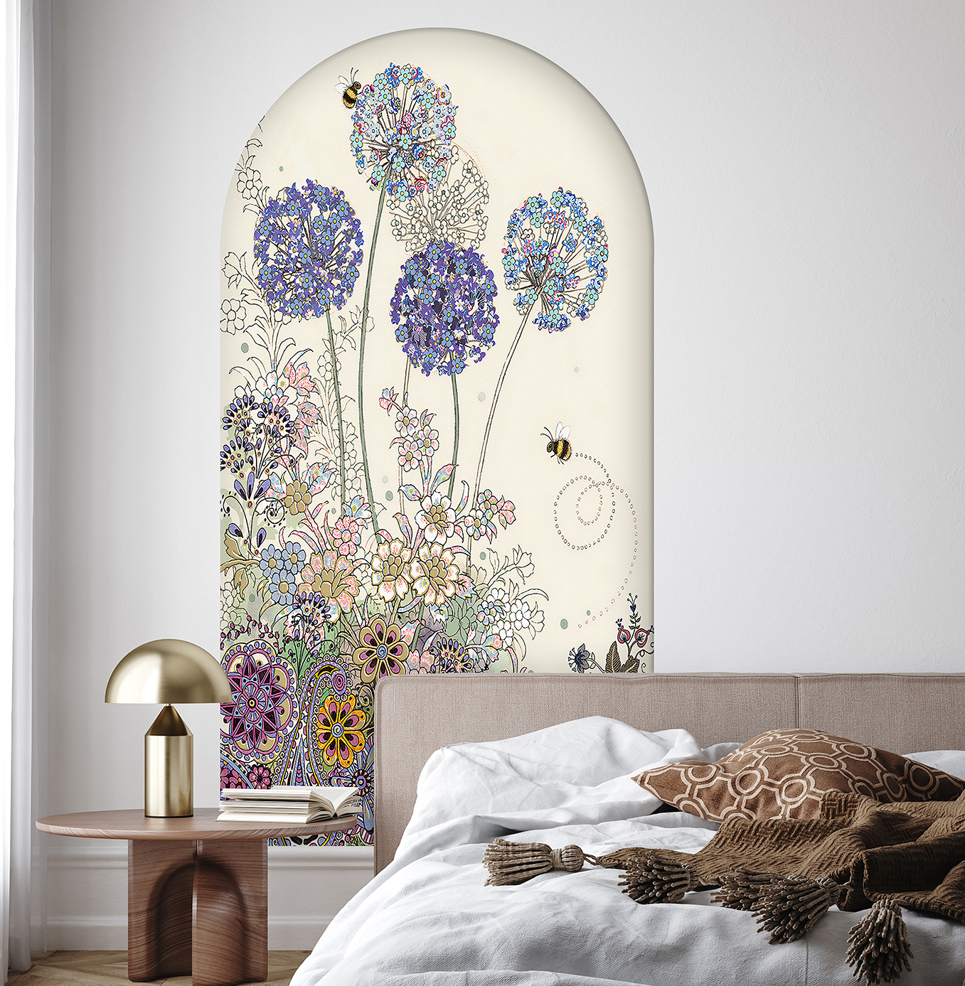 Renkli Çiçek Desenli Soyut Duvar Kağıdı - Modern Tasarım - Görsel 5