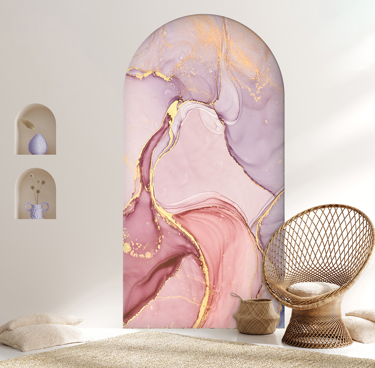 Soy Yapıştır Duvar Kağıdı – Pembe Altın Desenli Modern Tasarım - Görsel 6