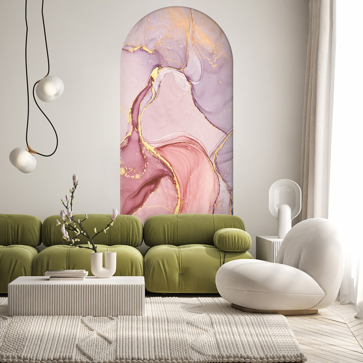 Soy Yapıştır Duvar Kağıdı – Pembe Altın Desenli Modern Tasarım - Görsel 3