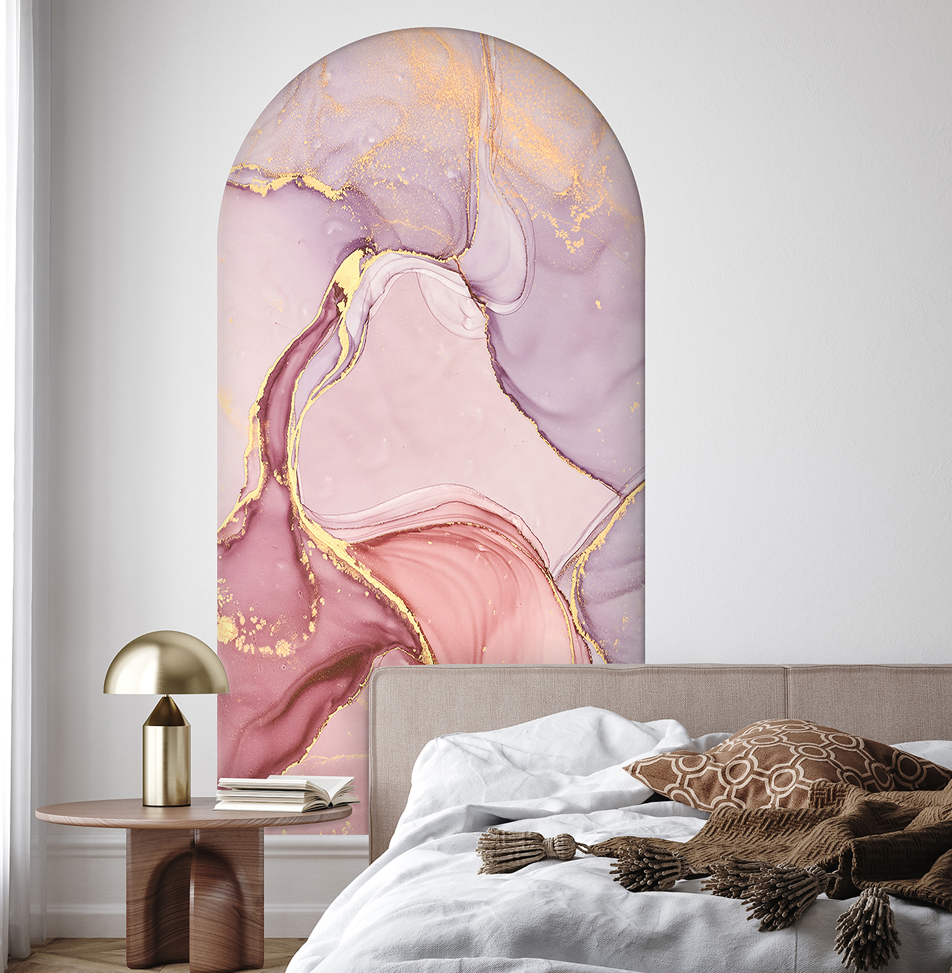 Soy Yapıştır Duvar Kağıdı – Pembe Altın Desenli Modern Tasarım - Görsel 5