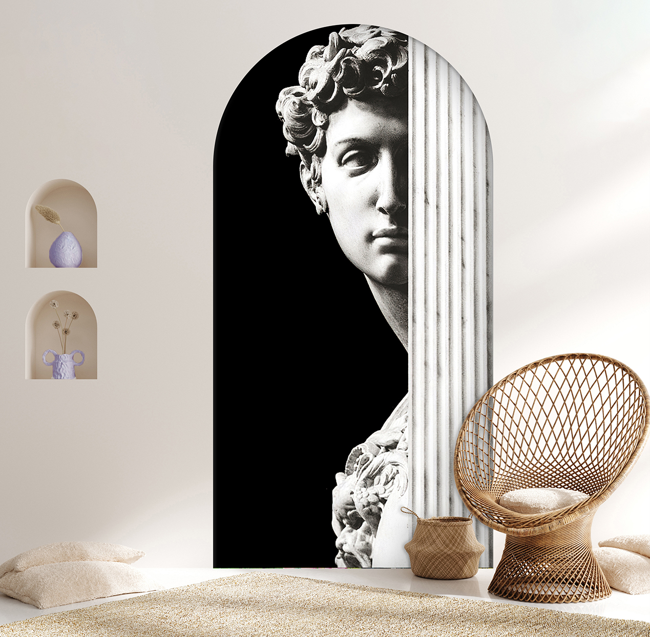 David Heykeli Desenli Duvar Kağıdı – Siyah Beyaz Modern Tasarım - Görsel 6