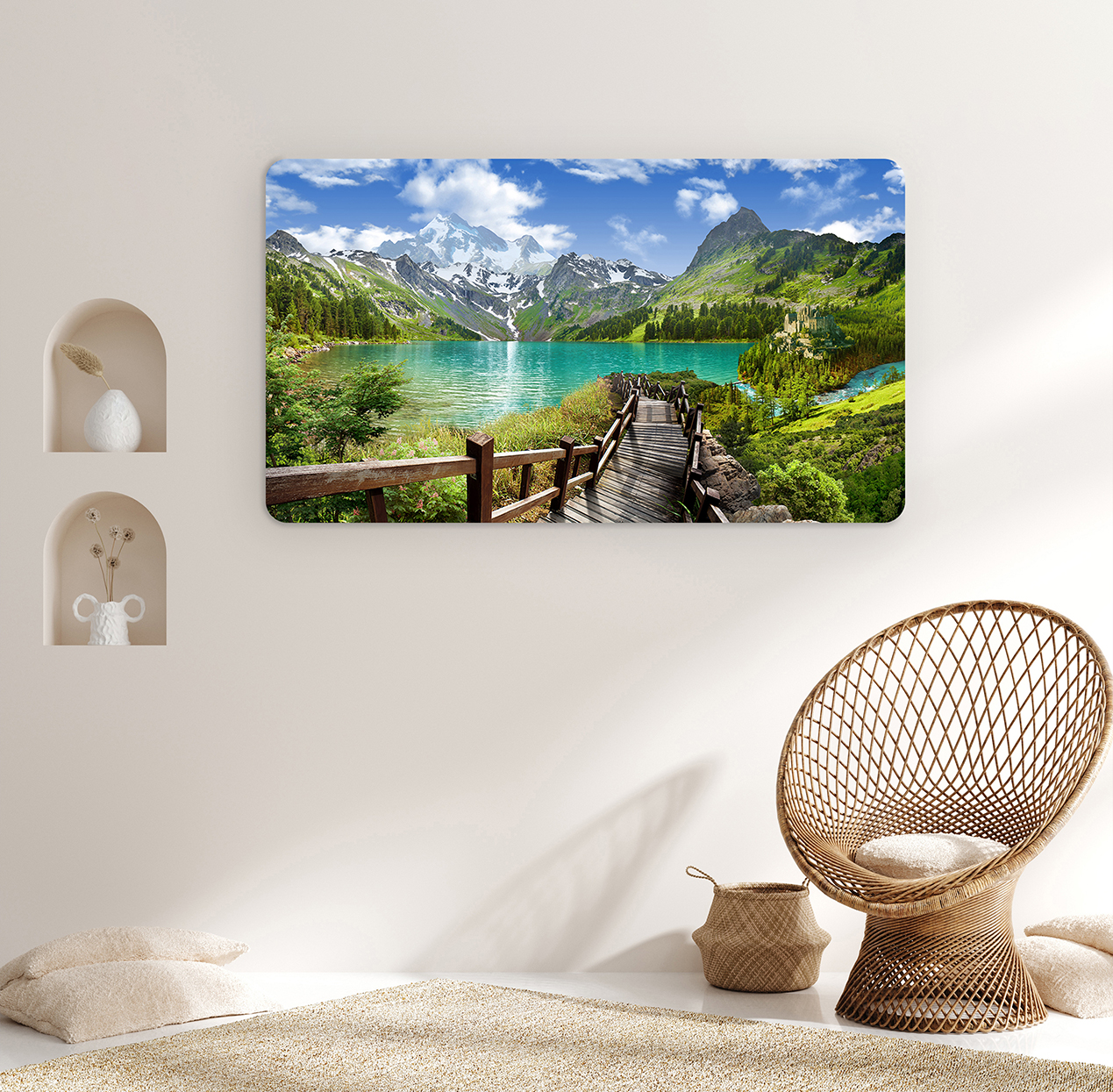 Yeşillik ve Göl Manzaralı Duvar Kağıdı - Modern Tasarım