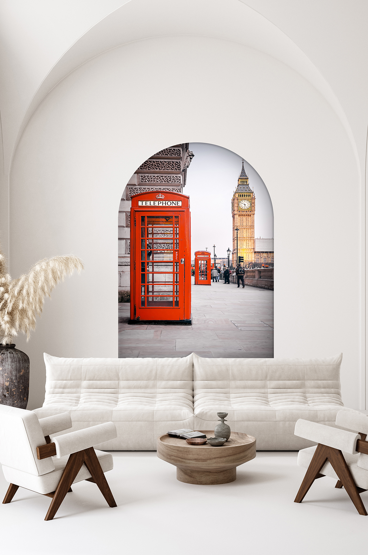 İngiltere Telefon Kulübesi ve Big Ben Desenli Duvar Kağıdı – Modern Tasarım - Görsel 2