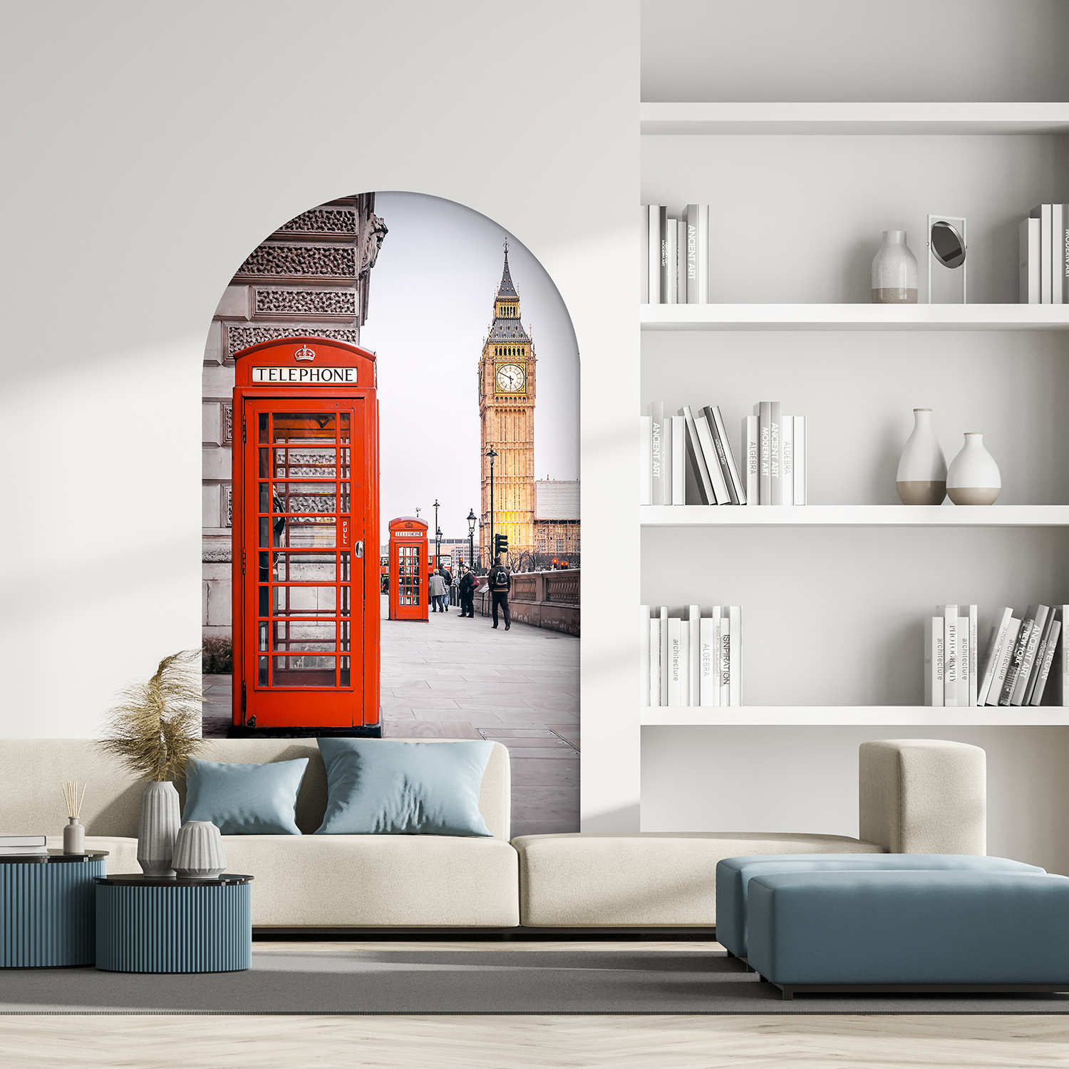 İngiltere Telefon Kulübesi ve Big Ben Desenli Duvar Kağıdı – Modern Tasarım - Görsel 7