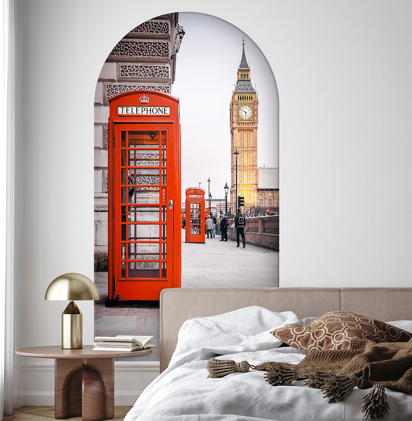 İngiltere Telefon Kulübesi ve Big Ben Desenli Duvar Kağıdı – Modern Tasarım - Görsel 5
