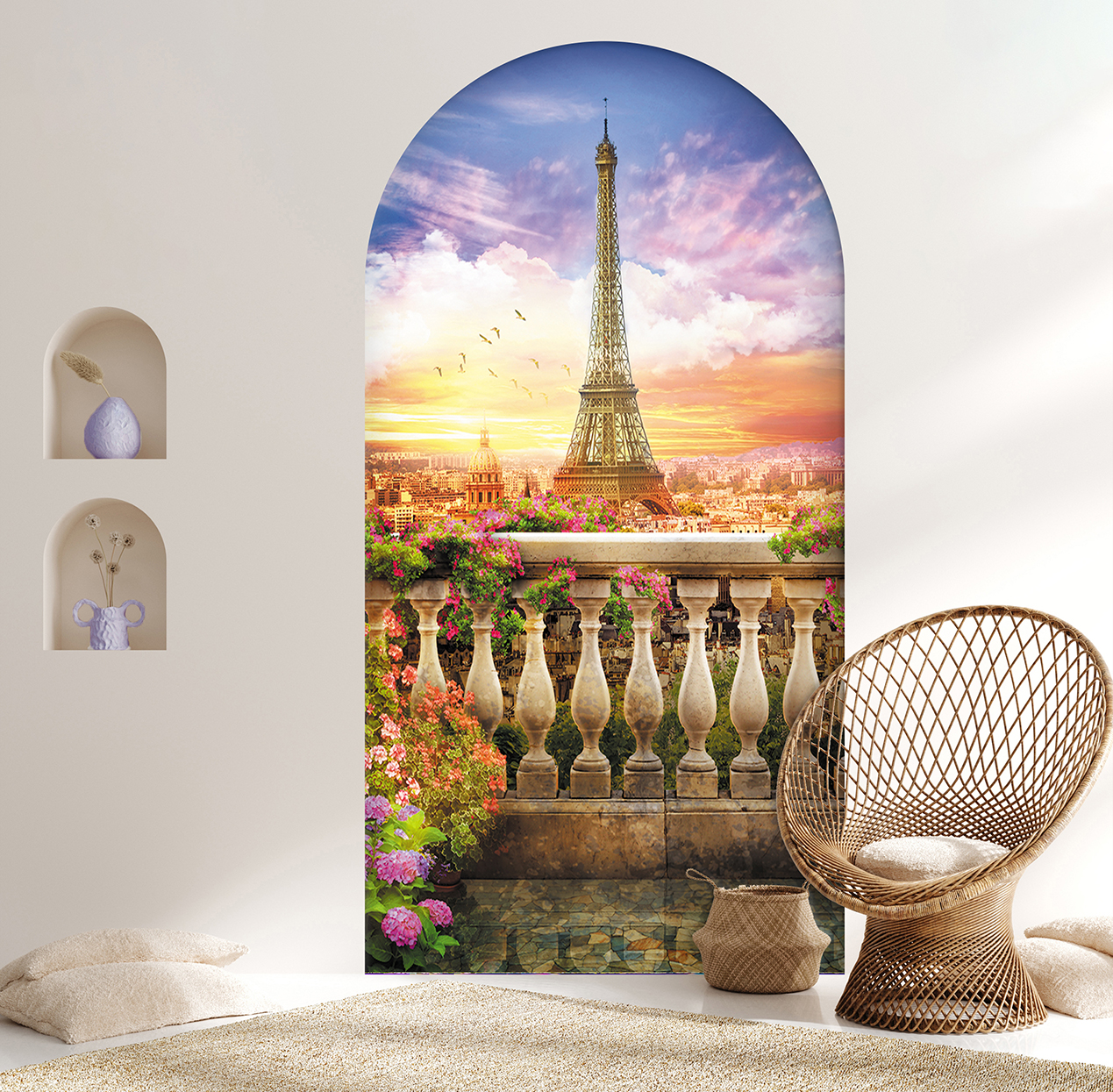 Eiffel Kulesi ve Bahar Manzarası Desenli Duvar Kağıdı – Romantik Tasarım - Görsel 6