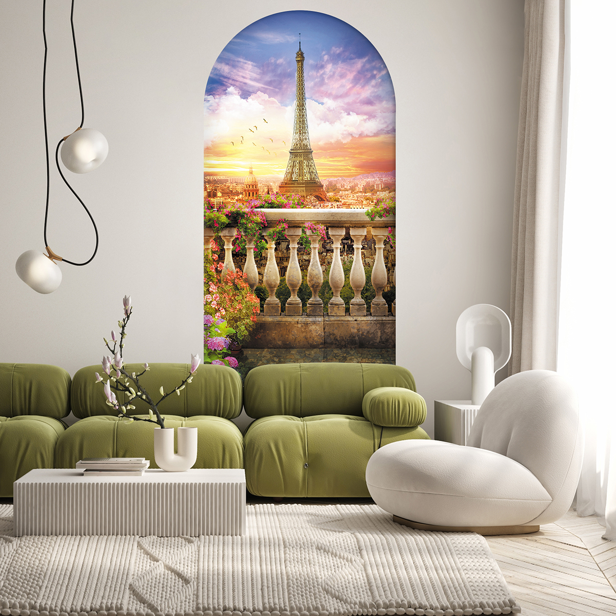 Eiffel Kulesi ve Bahar Manzarası Desenli Duvar Kağıdı – Romantik Tasarım - Görsel 3