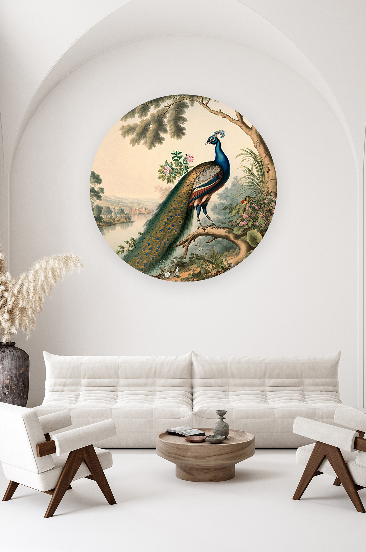 Yuvarlak Desenli Kuş Duvar Kağıdı - Modern Tasarım - Görsel 2