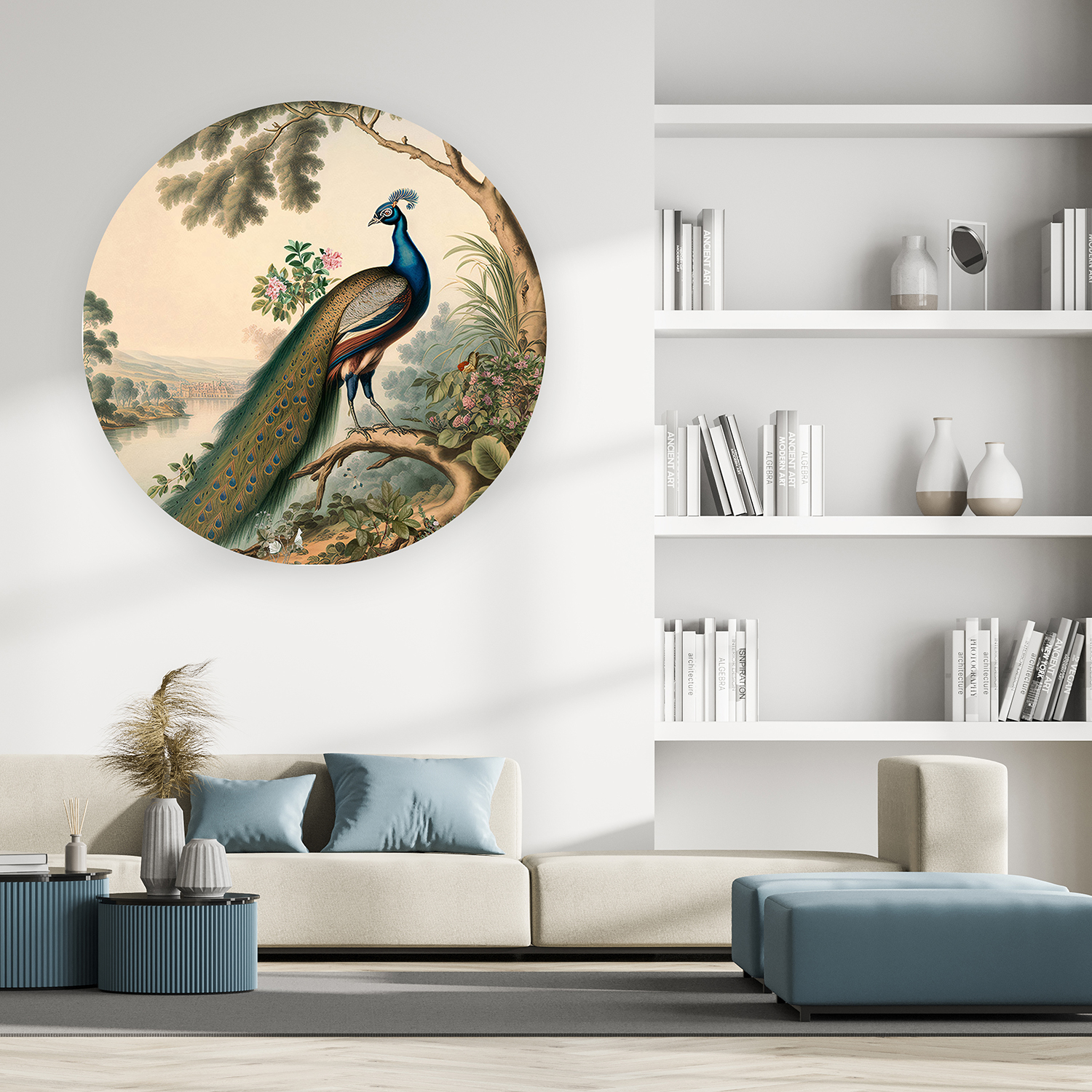 Yuvarlak Desenli Kuş Duvar Kağıdı - Modern Tasarım - Görsel 3
