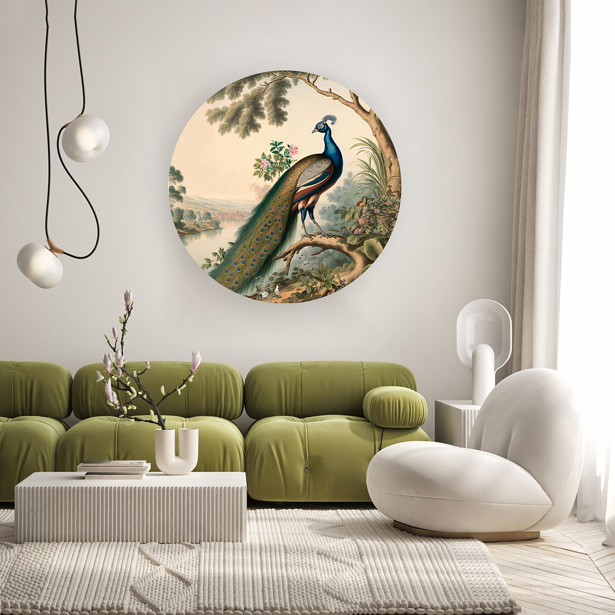 Yuvarlak Desenli Kuş Duvar Kağıdı - Modern Tasarım - Görsel 6
