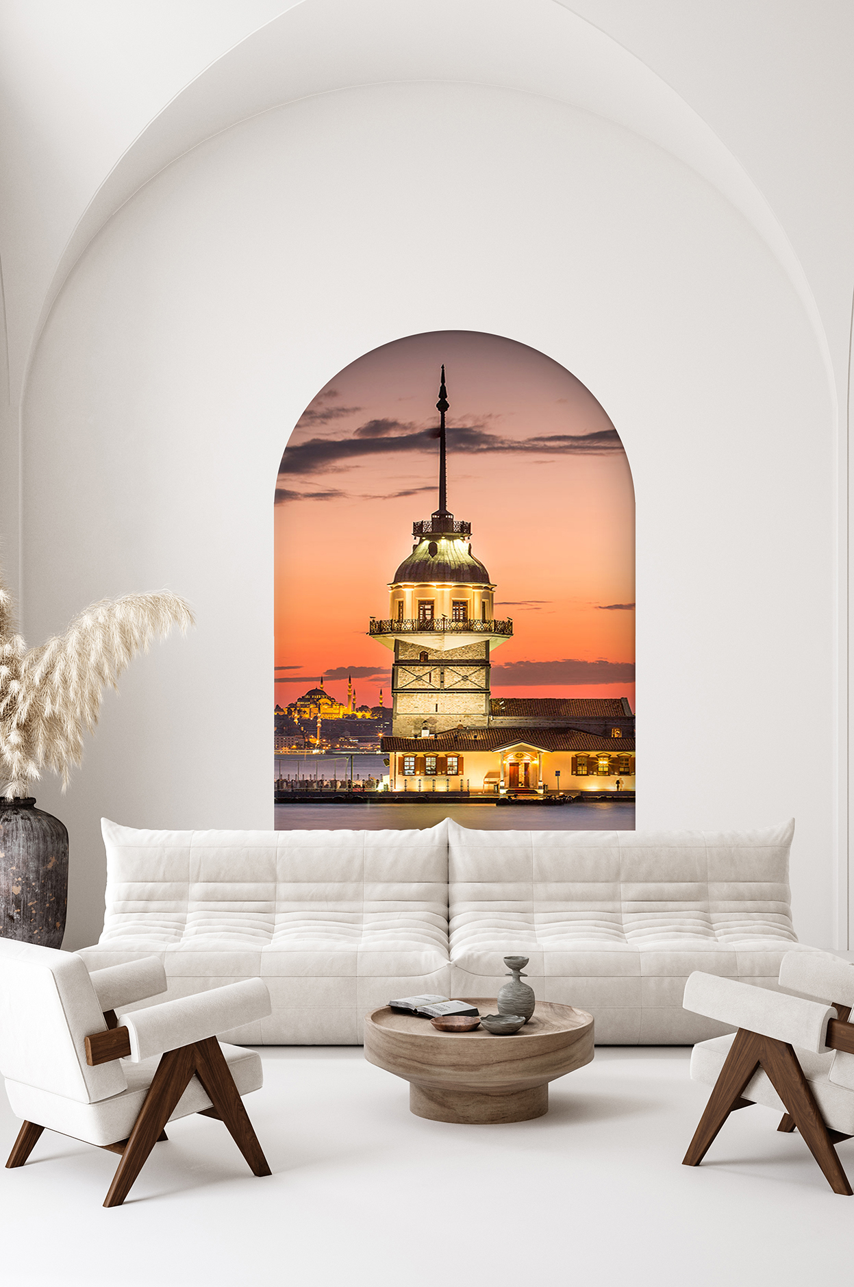 Kız Kulesi ve Günbatımı Desenli Duvar Kağıdı – Romantik Tasarım - Görsel 2