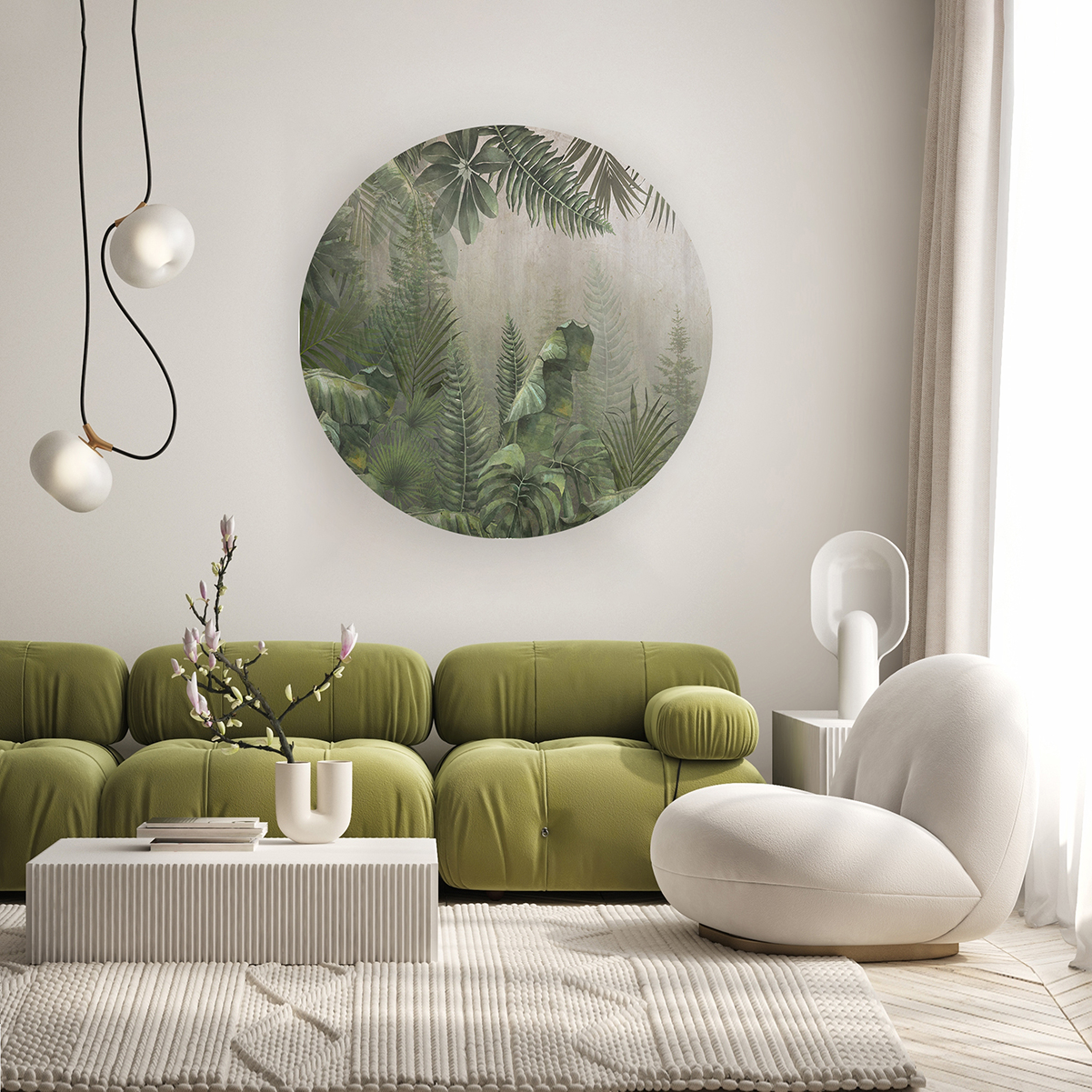 Yuvarlak Yaprak Desenli Duvar Kağıdı - Modern Tasarım - Görsel 6