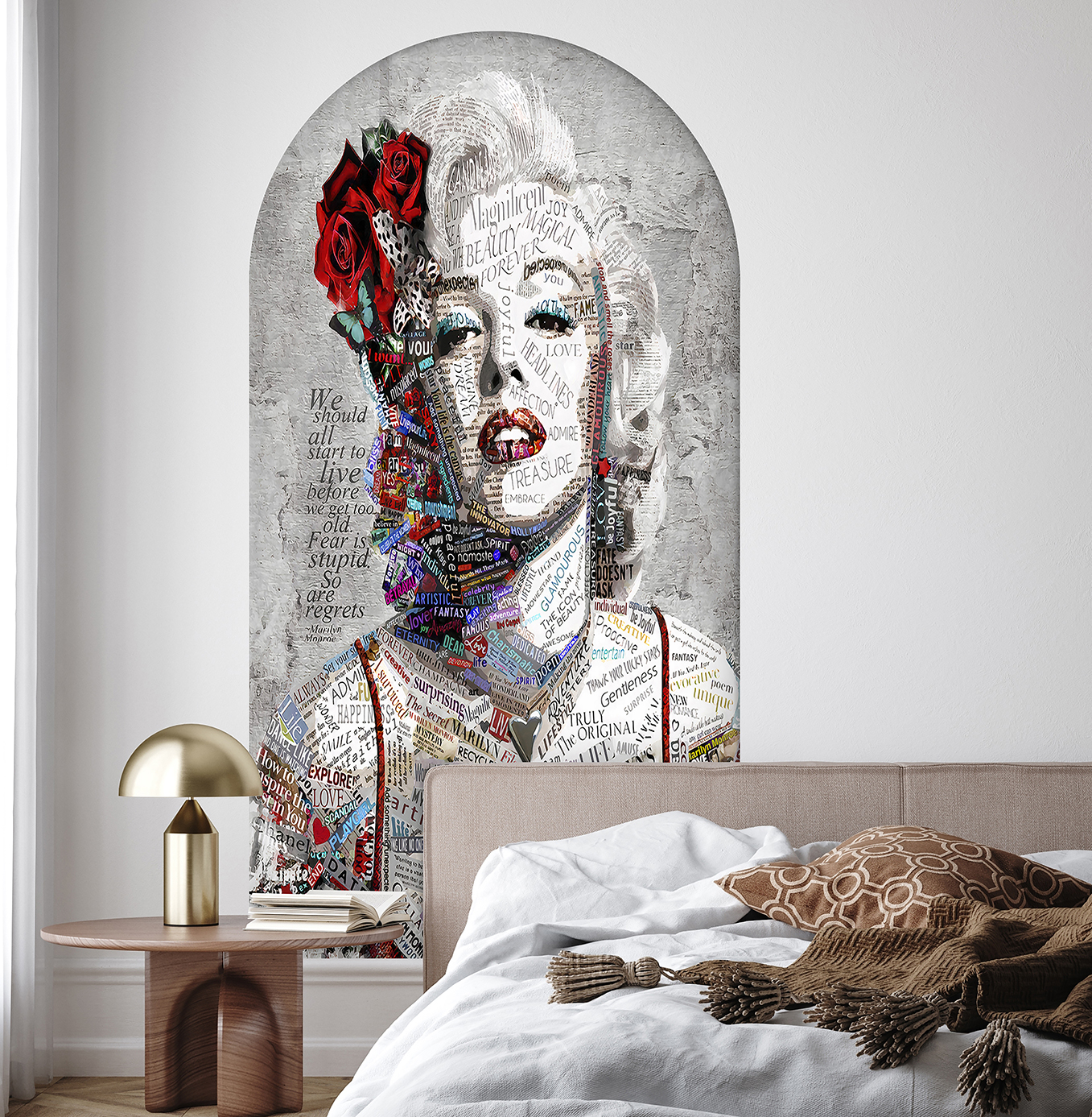 Marilyn Monroe Portresi ve Kolaj Desenli Duvar Kağıdı – Sanatsal Tasarım - Görsel 5