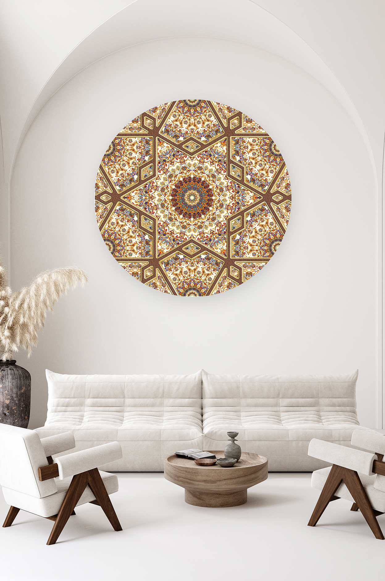 Yuvarlak Geometrik Desenli Duvar Kağıdı - Modern ve Şık Tasarım - Görsel 2