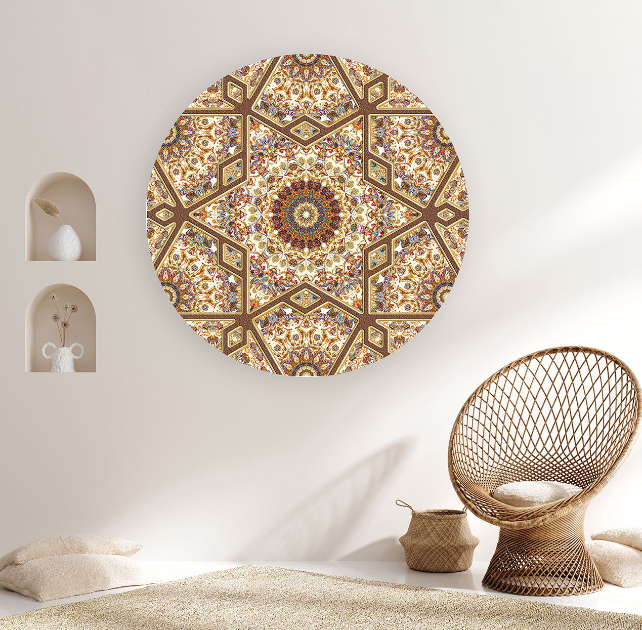 Yuvarlak Geometrik Desenli Duvar Kağıdı - Modern ve Şık Tasarım