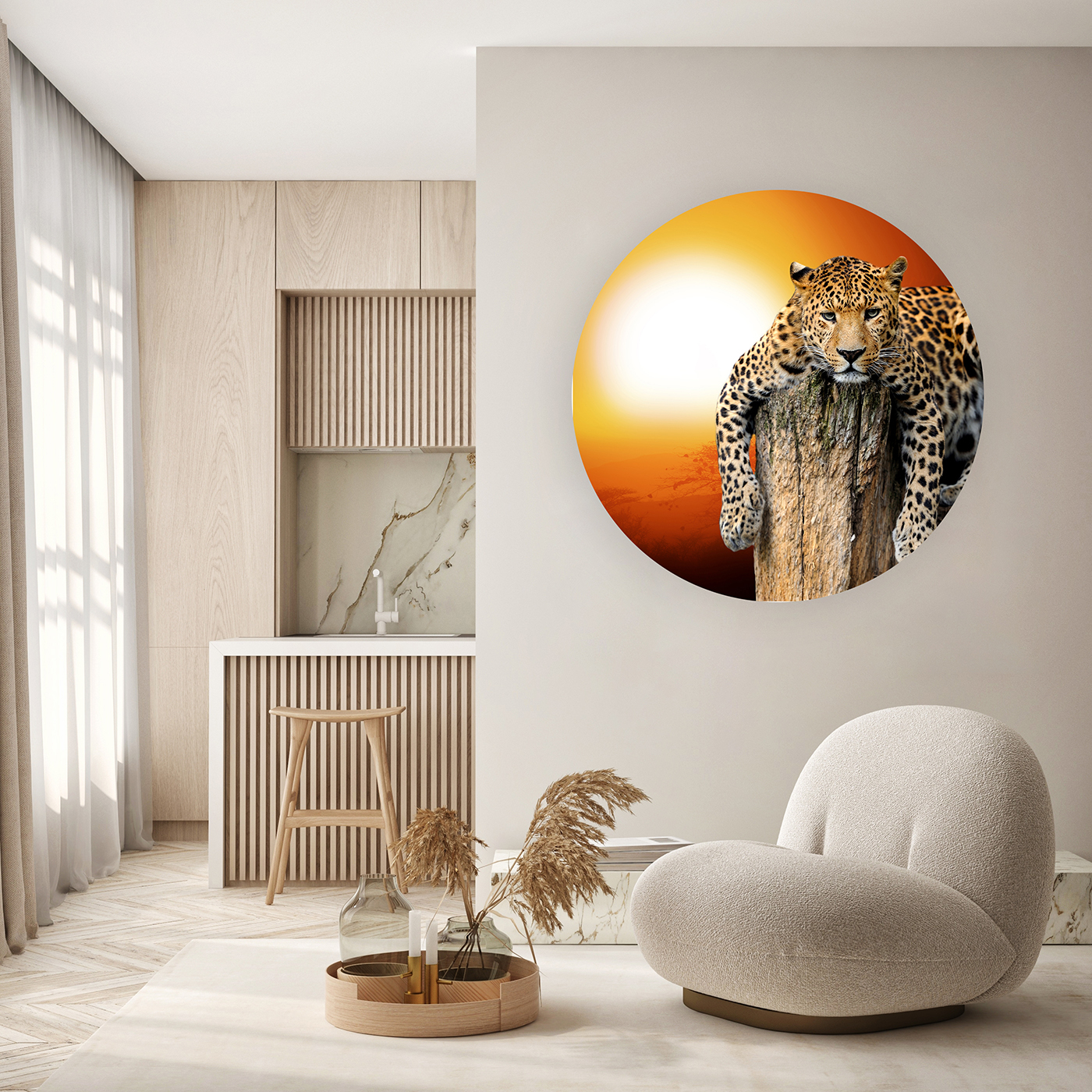 Leopar Gün Batımı Duvar Kağıdı - Modern Tasarım - Görsel 5