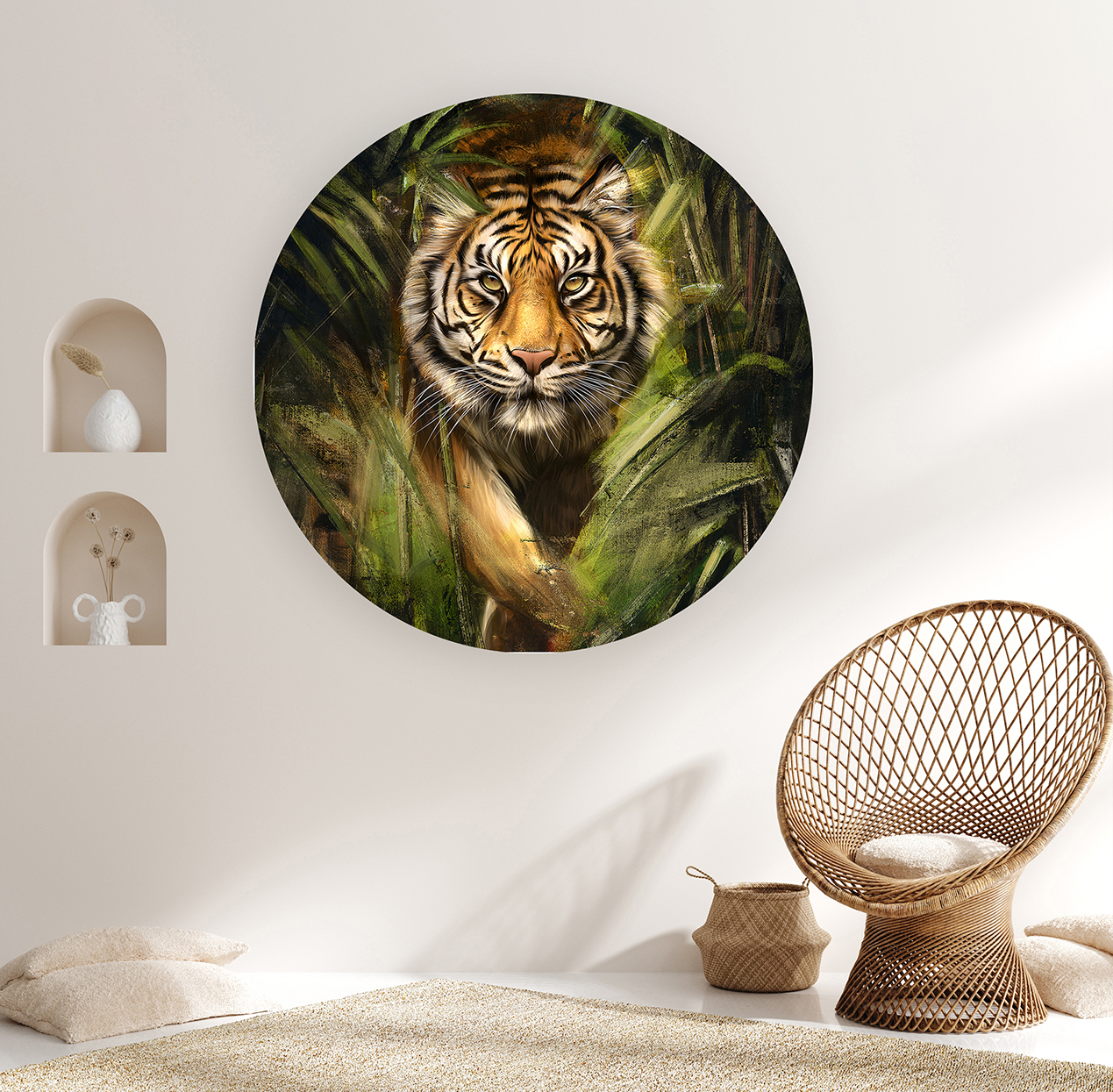 Aslan Figürlü Soyut Duvar Kağıdı – Doğal Yaşam Tasarımı