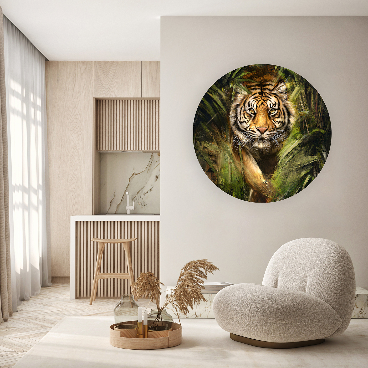 Aslan Figürlü Soyut Duvar Kağıdı – Doğal Yaşam Tasarımı - Görsel 6