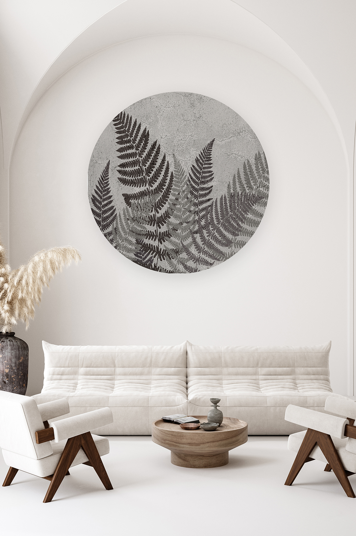 Siyah Beyaz Eğrelti Otu Duvar Kağıdı – Kendinden Yapışkanlı Minimal Tasarım - Görsel 2