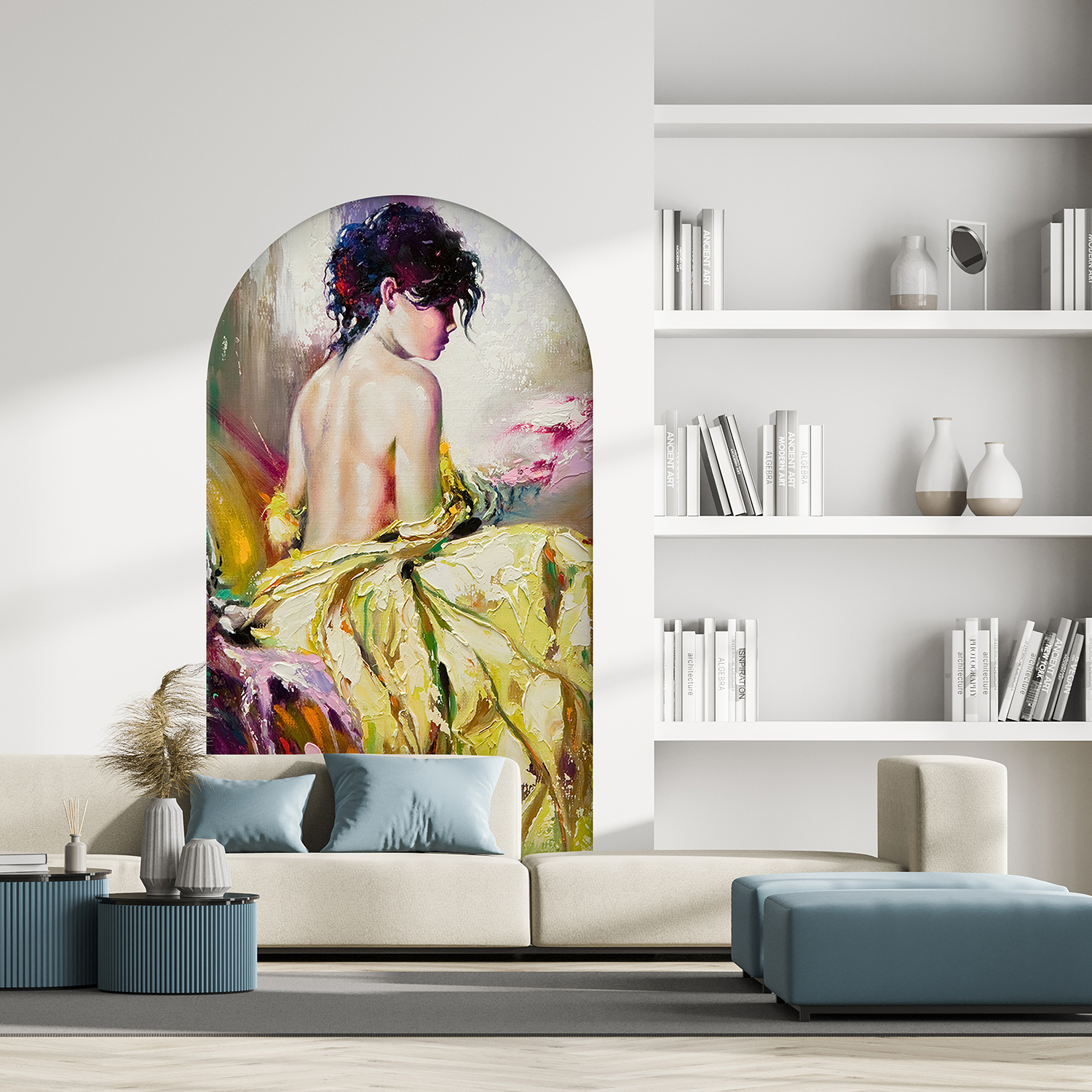 Soyut Kadın Portresi ve Renkli Tasarım Temalı Duvar Kağıdı - Sanat Eseri - Görsel 7