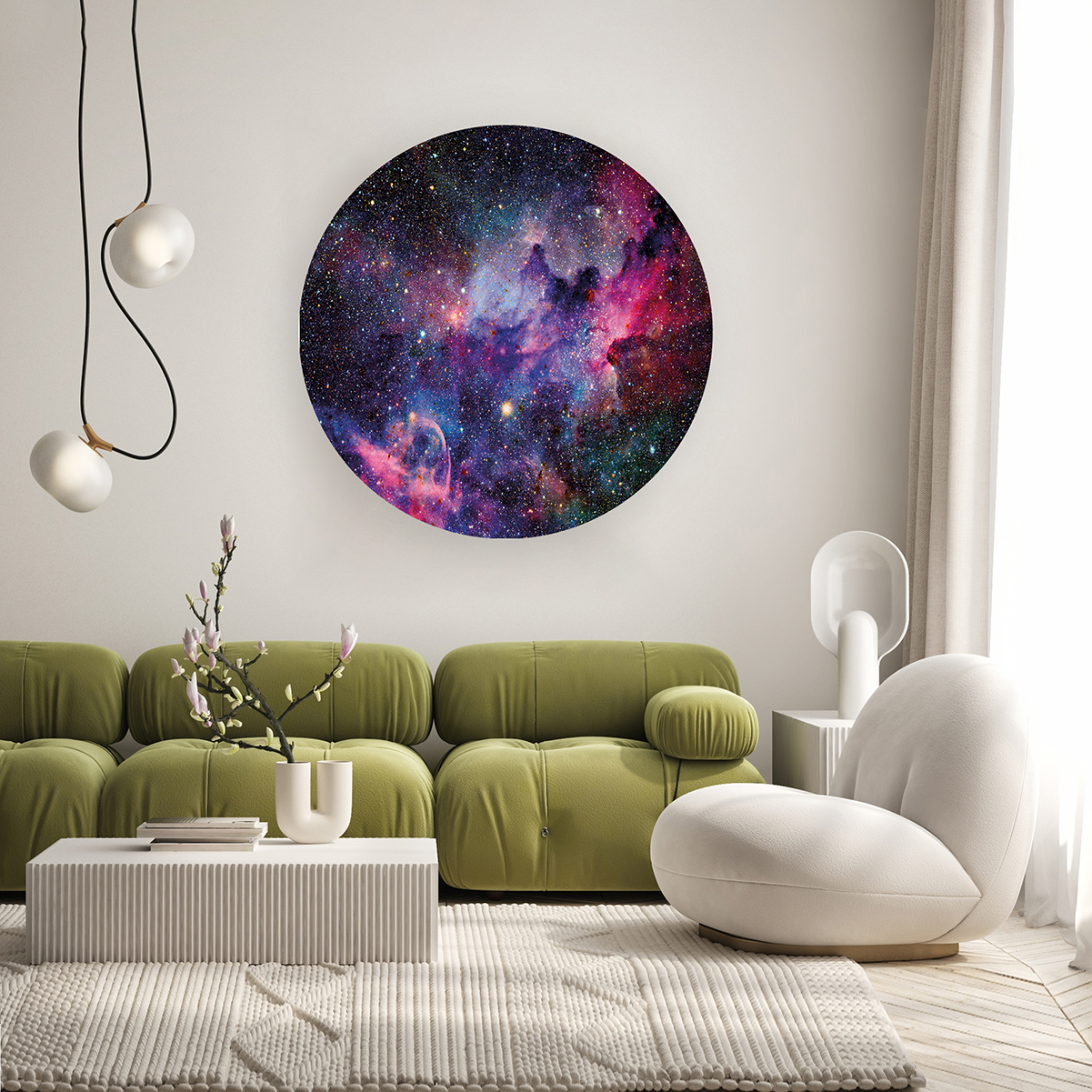 Gökyüzü ve Galaksi Temalı Yuvarlak Duvar Posteri - Modern Tasarım - Görsel 6
