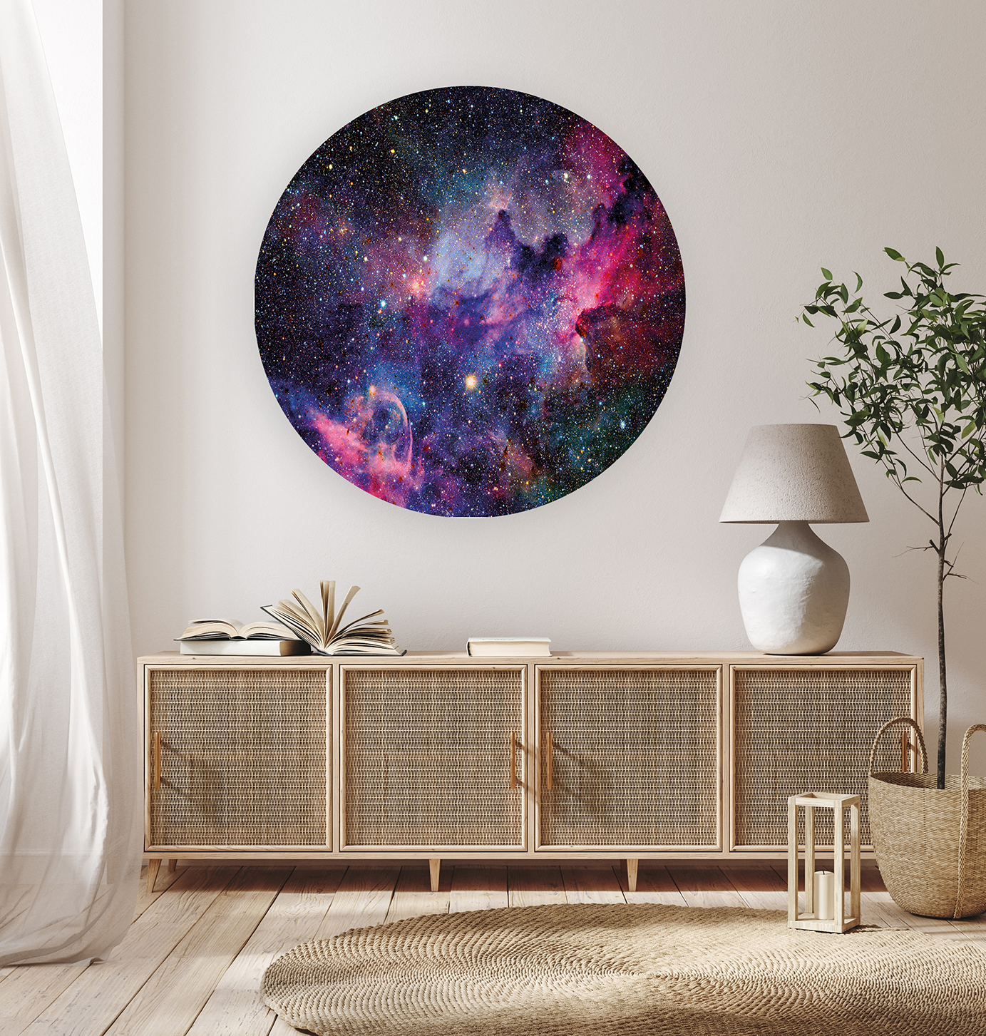Gökyüzü ve Galaksi Temalı Yuvarlak Duvar Posteri - Modern Tasarım - Görsel 7