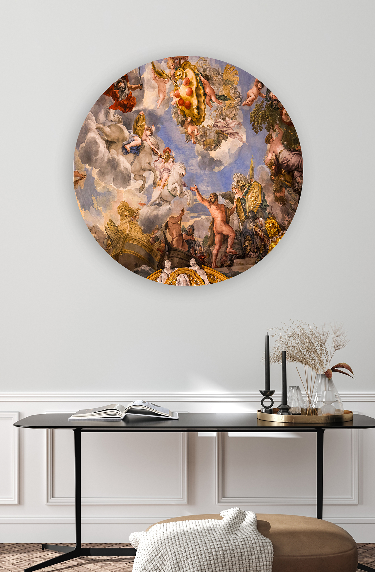 Yuvarlak Barok Tavan Fresk Duvar Kağıdı - Sanatsal ve Dekoratif Tasarım - Görsel 4