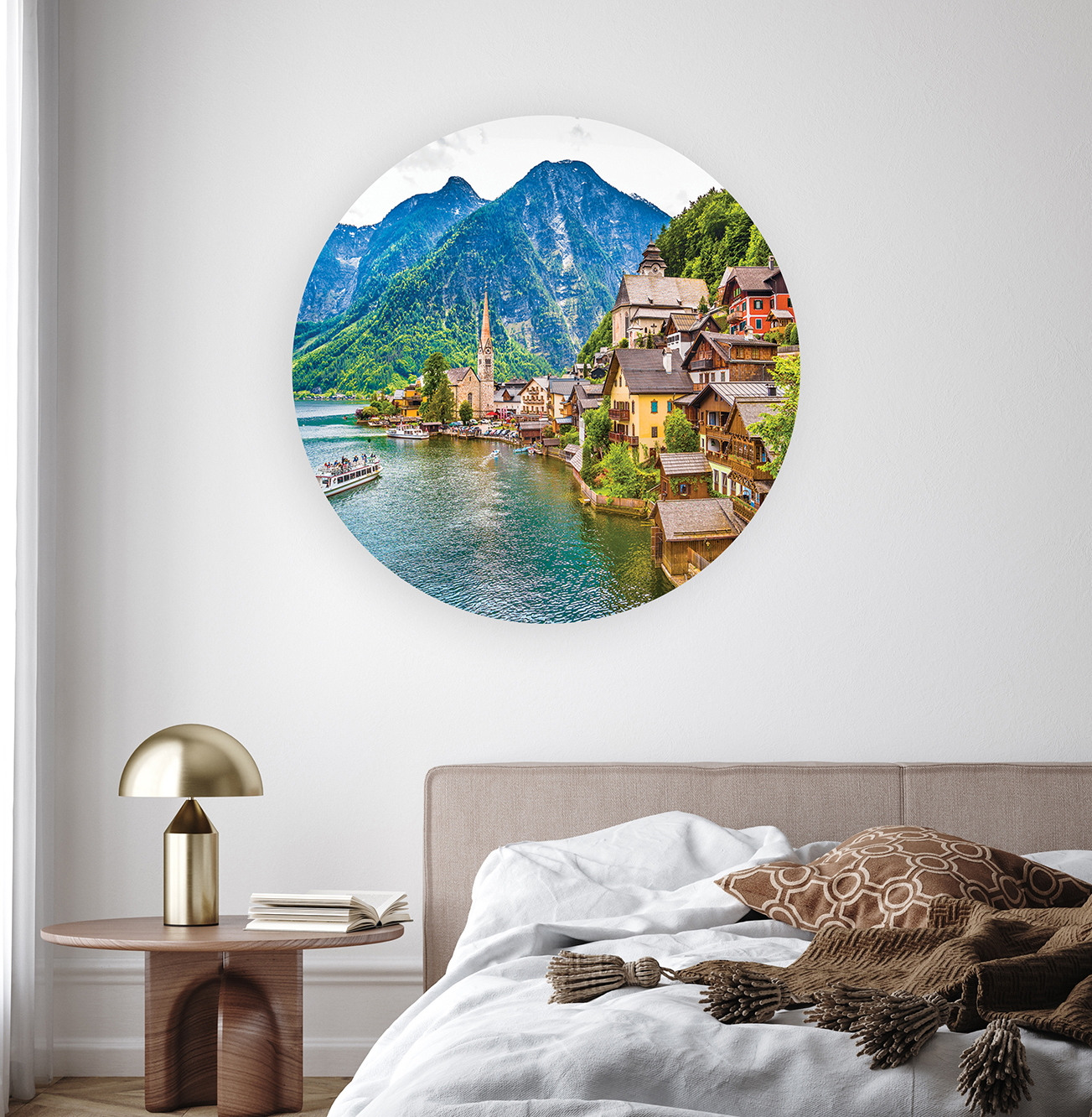 Dağ Manzaralı Yuvarlak Duvar Kağıdı - Modern Tasarım - Görsel 8