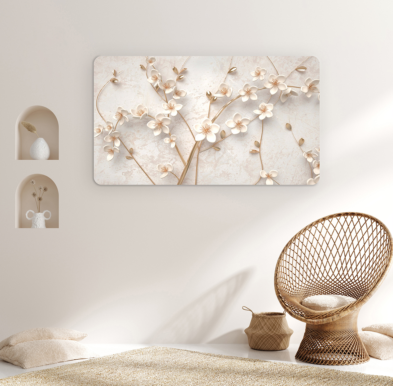 Soyut Çiçek Desenli Duvar Kağıdı - Modern Tasarım