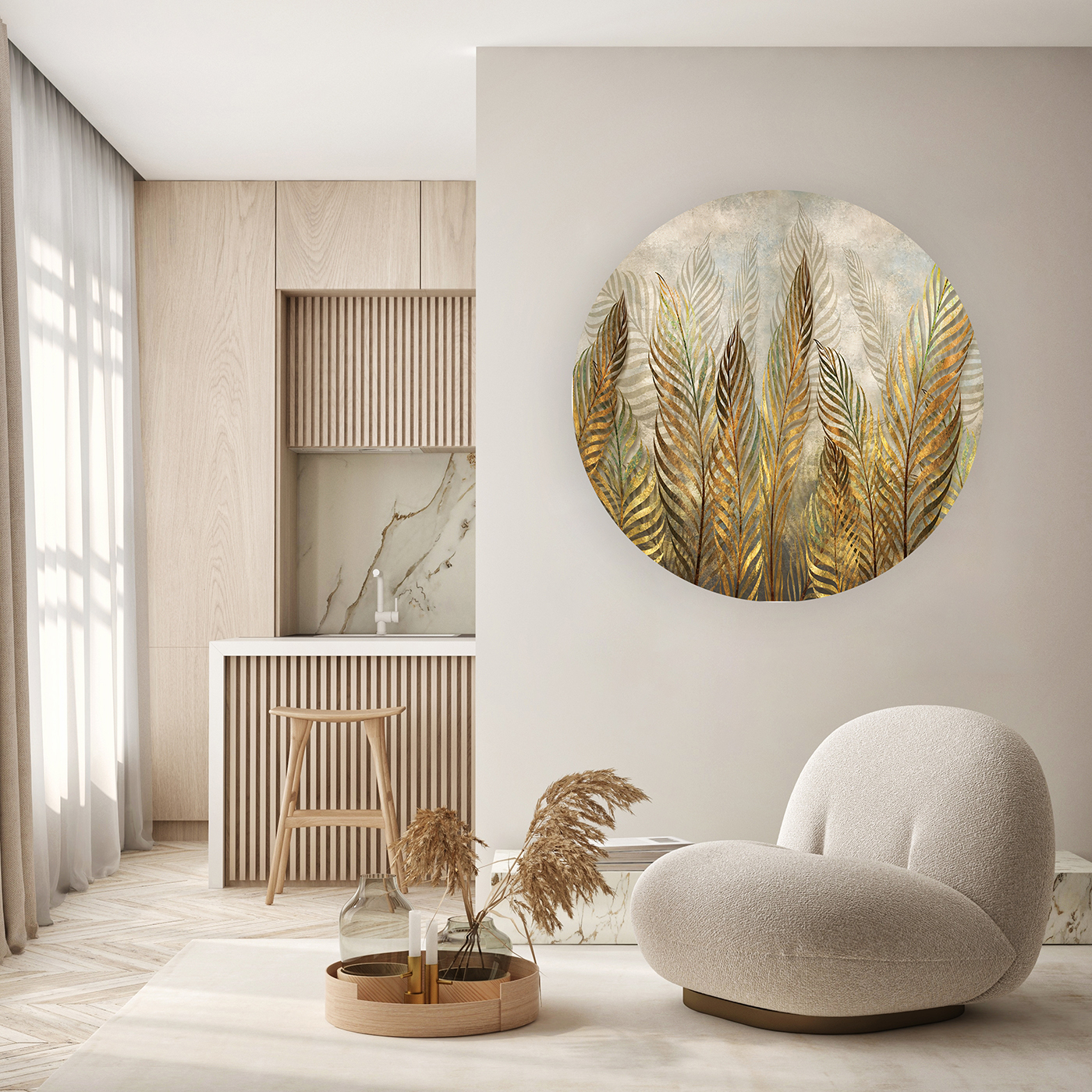 Tropikal Yapraklar ve Doğal Dokular Temalı Duvar Kağıdı - Doğal Tasarım - Görsel 5