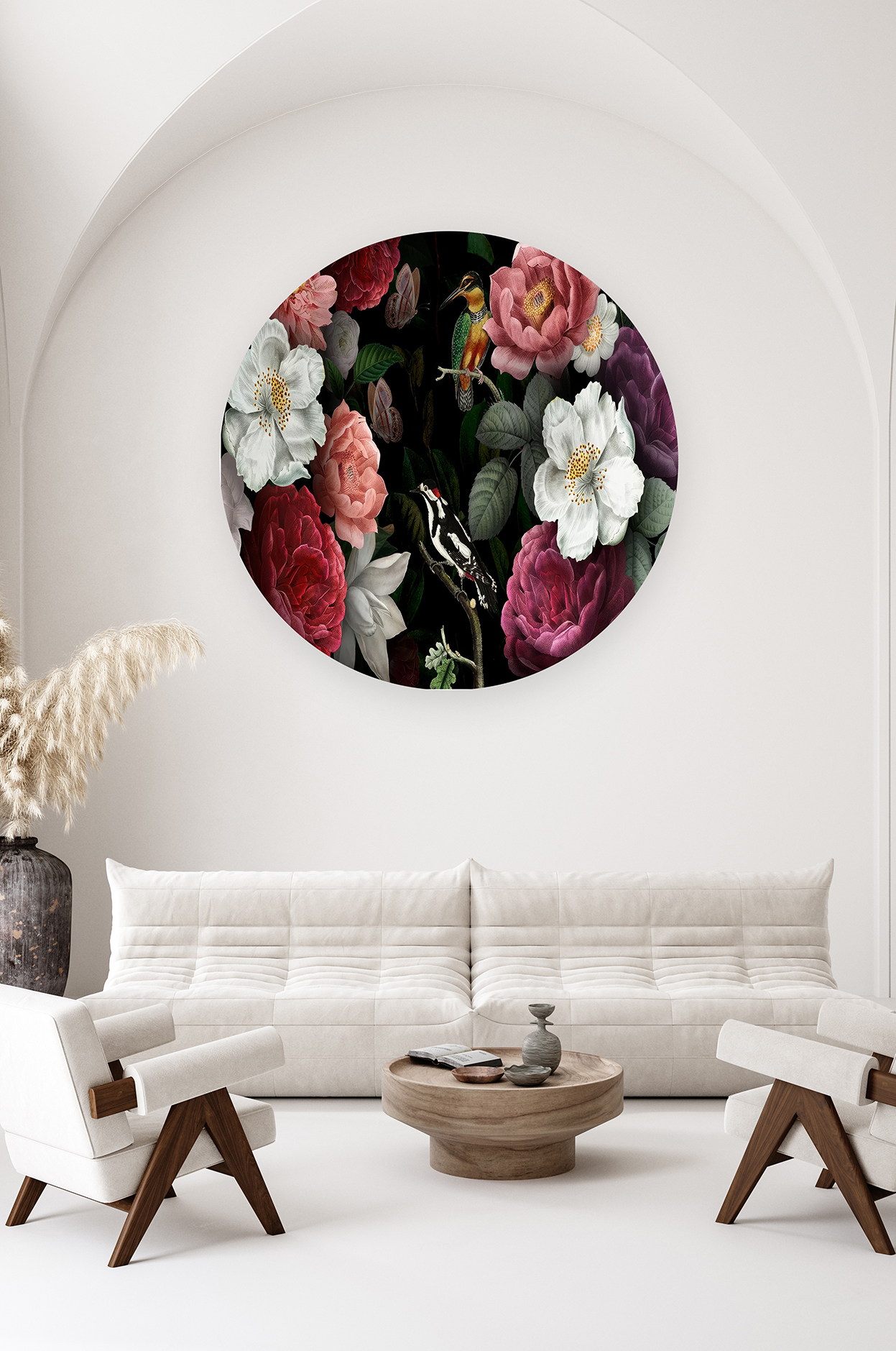 Yuvarlak Çiçek Desenli Duvar Kağıdı - Modern Tasarım - Görsel 2