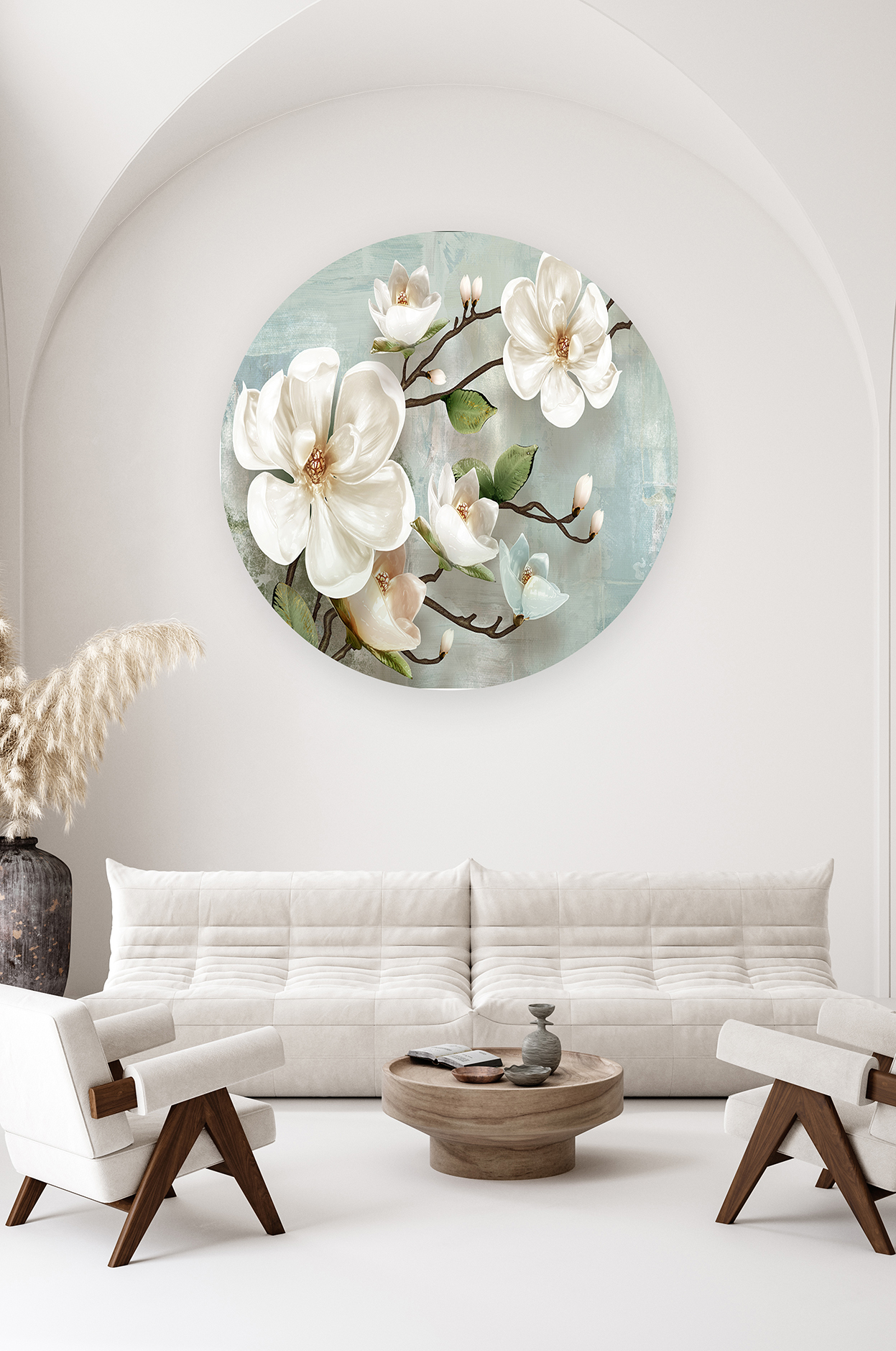 Yuvarlak Çiçek Desenli Duvar Kağıdı - Modern Tasarım - Görsel 2