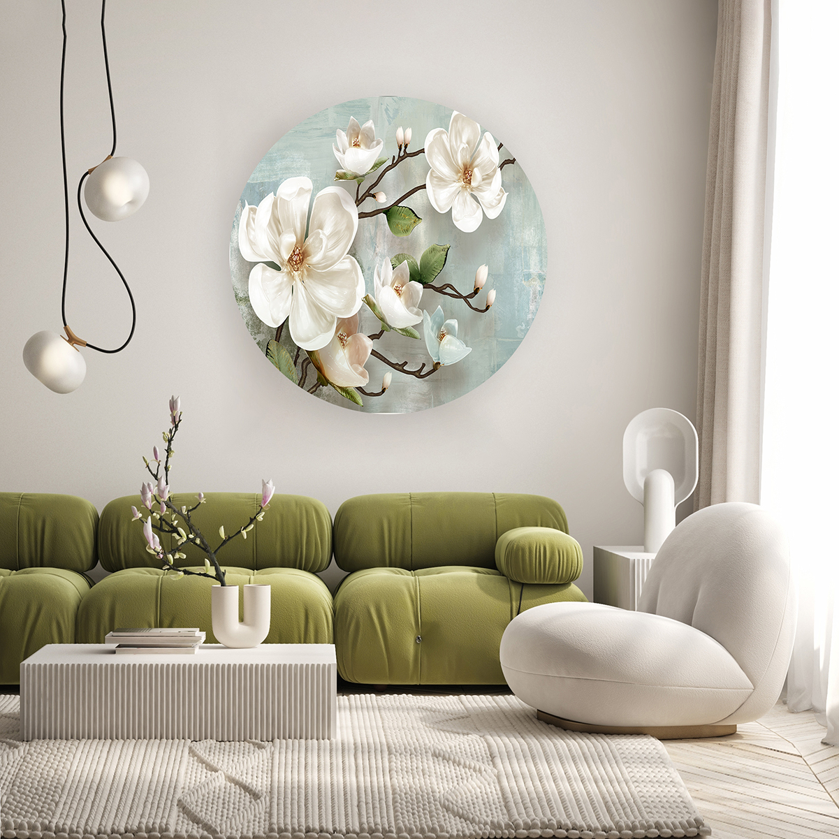 Yuvarlak Çiçek Desenli Duvar Kağıdı - Modern Tasarım - Görsel 6