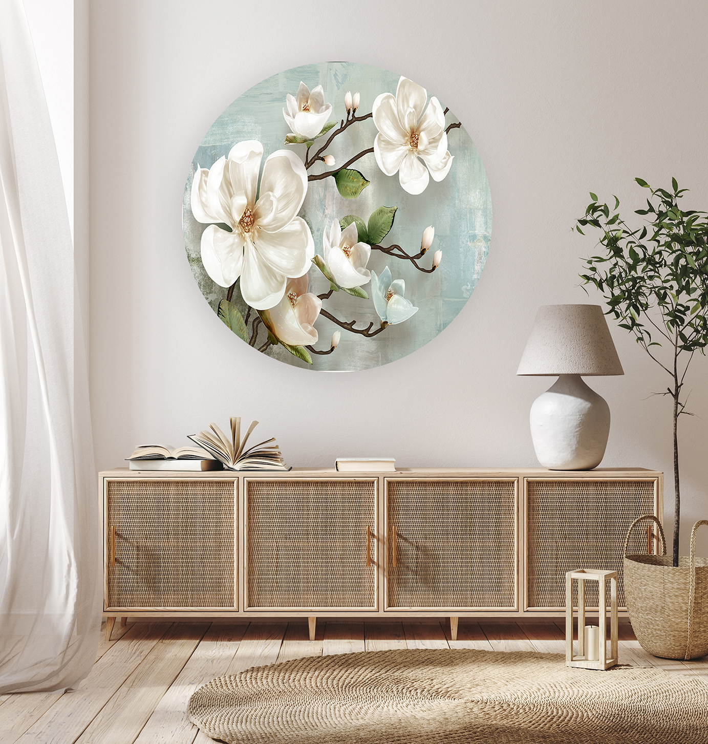 Yuvarlak Çiçek Desenli Duvar Kağıdı - Modern Tasarım - Görsel 7