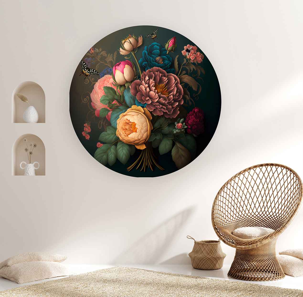 Yuvarlak Çiçekli Duvar Kağıdı - Estetik ve Modern Tasarım