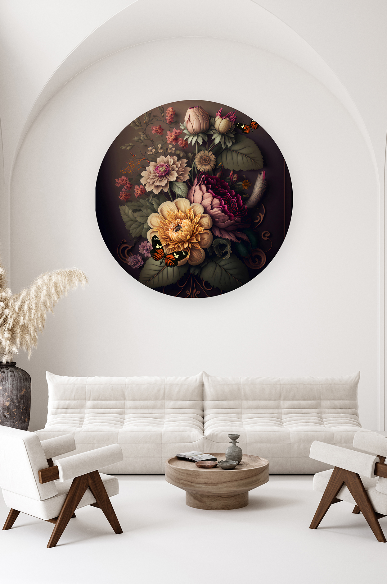 Yuvarlak Çiçek Desenli Duvar Kağıdı - Modern Tasarım - Görsel 2