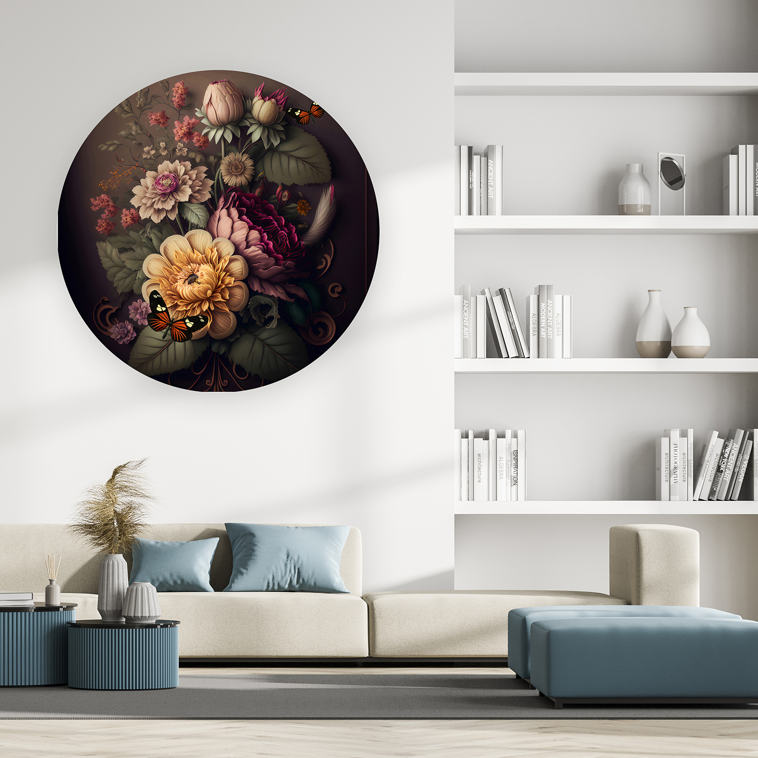 Yuvarlak Çiçek Desenli Duvar Kağıdı - Modern Tasarım - Görsel 3