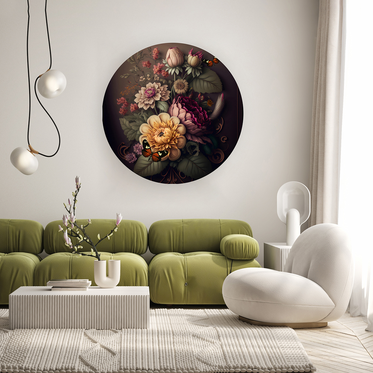 Yuvarlak Çiçek Desenli Duvar Kağıdı - Modern Tasarım - Görsel 6