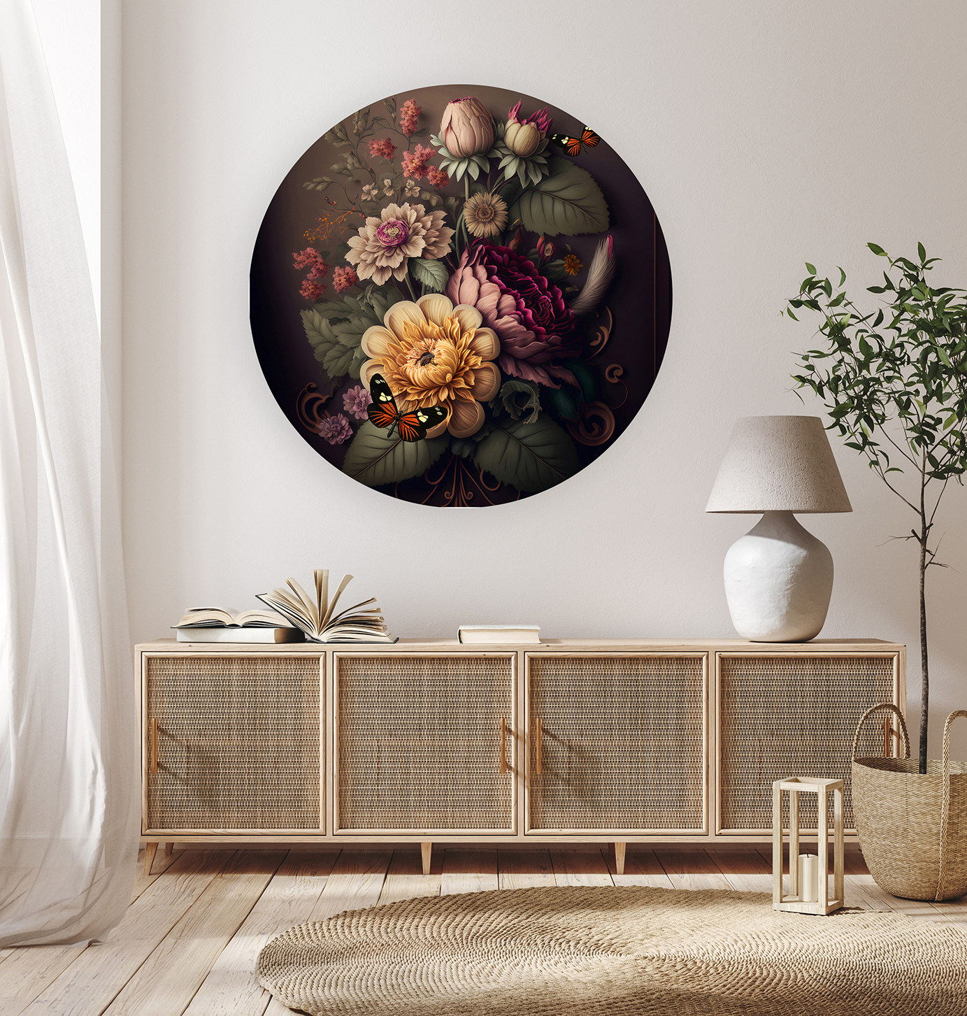 Yuvarlak Çiçek Desenli Duvar Kağıdı - Modern Tasarım - Görsel 7