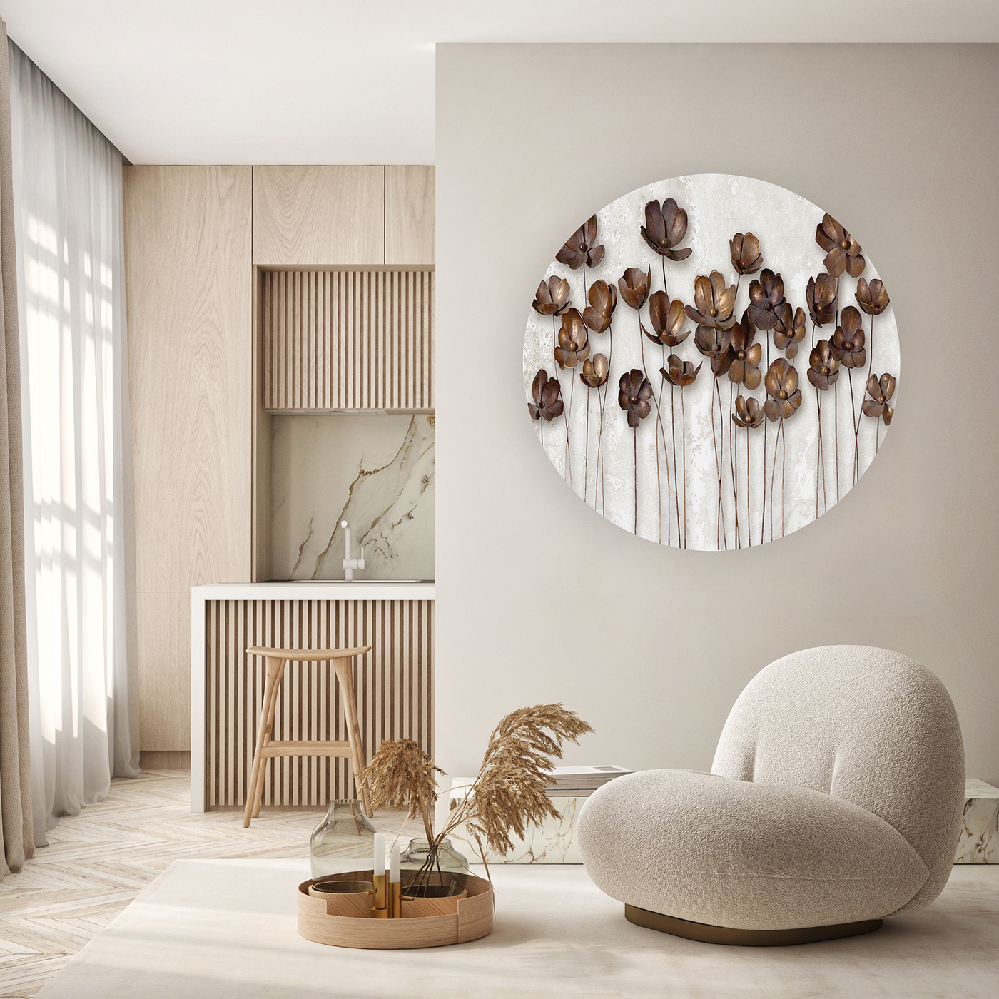 Kahverengi Çiçek Deseni Duvar Kağıdı – Zarif ve Modern Tasarım - Görsel 5