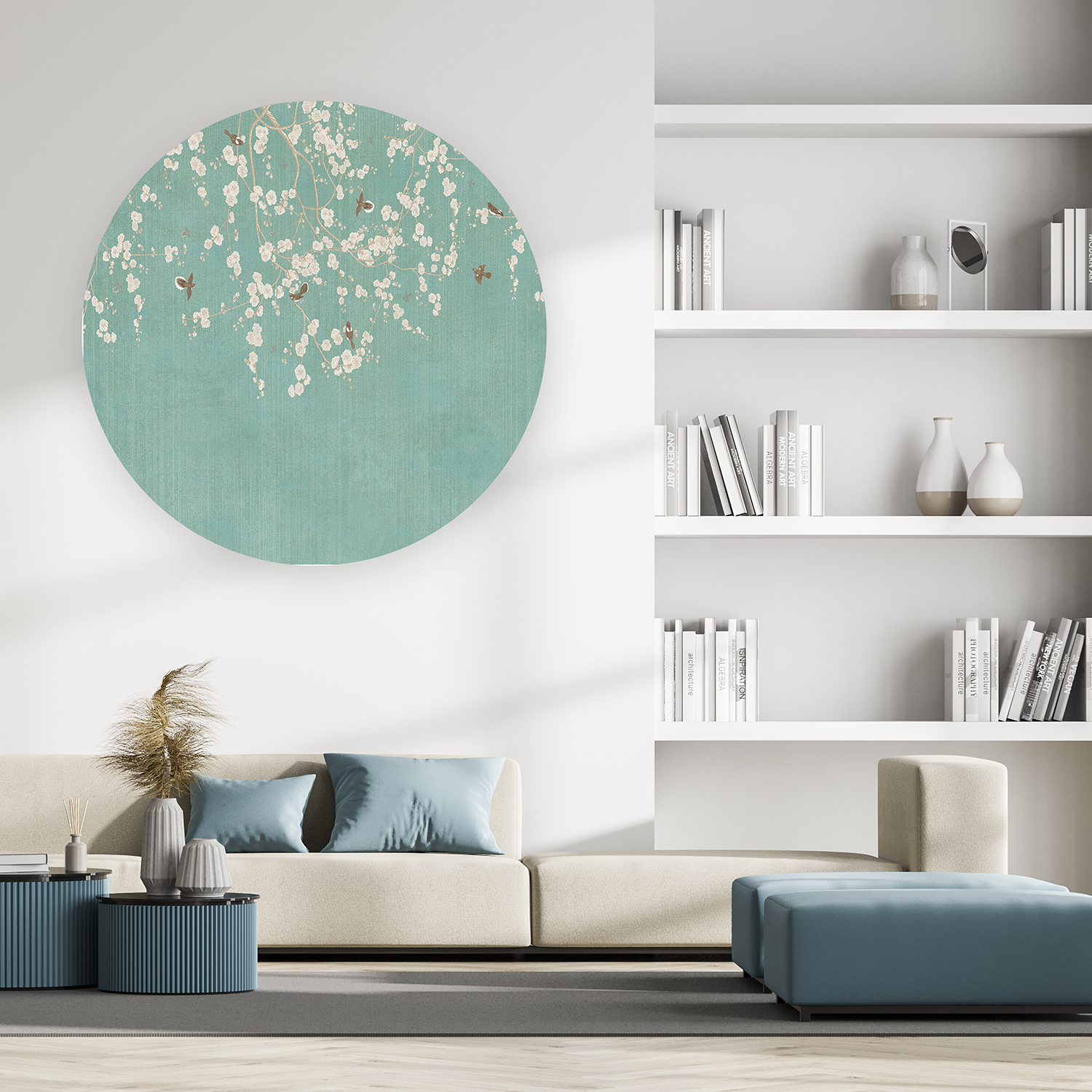 Beyaz Çiçekli Kuşlu Duvar Kağıdı – Doğal ve Zarif Tasarım - Görsel 3